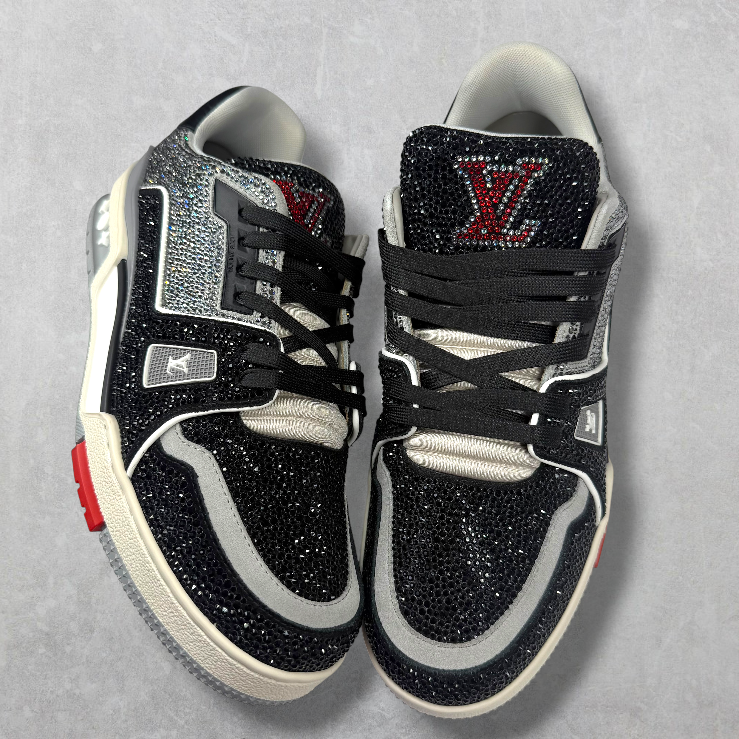 Louis Vuitton Trainer Black Grey Crystal Sneaker 7.5 (8.5US)