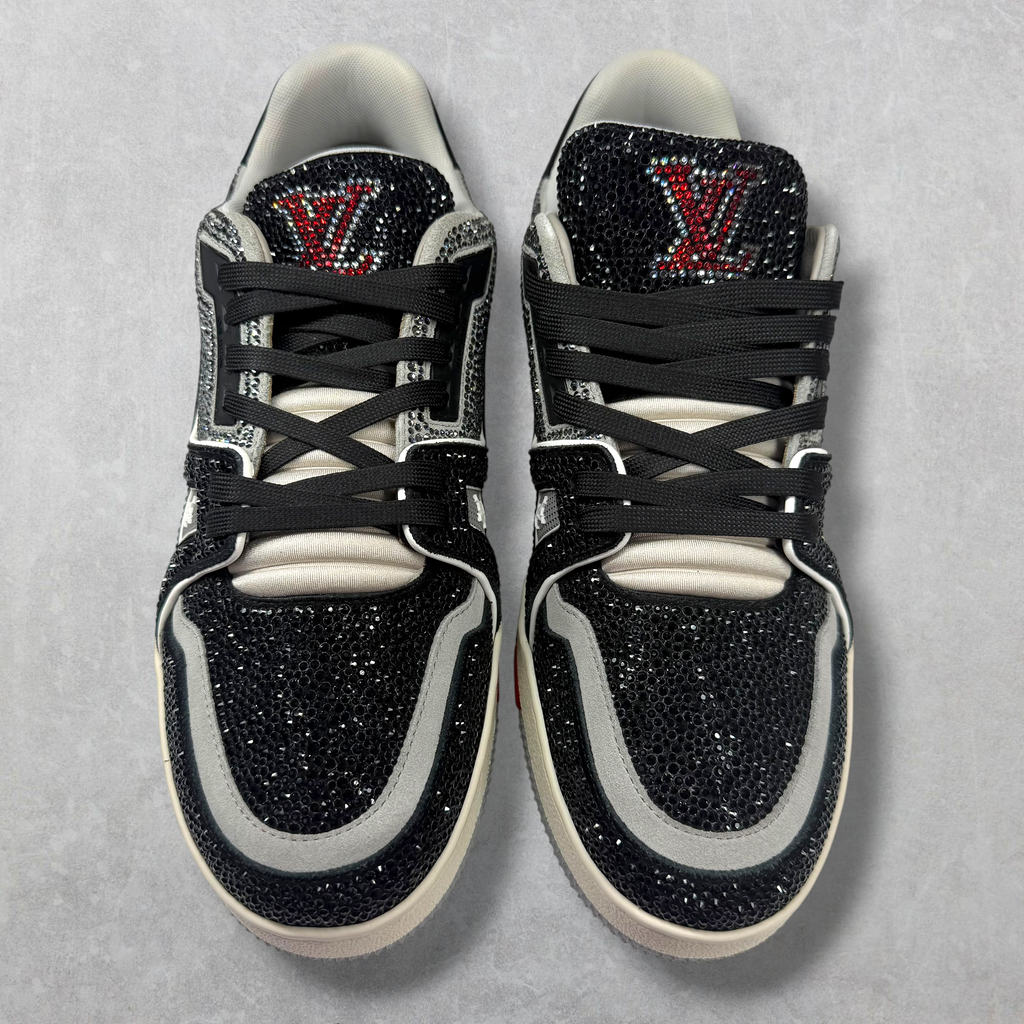 Louis Vuitton Trainer Black Grey Crystal Sneaker 7.5 (8.5US)