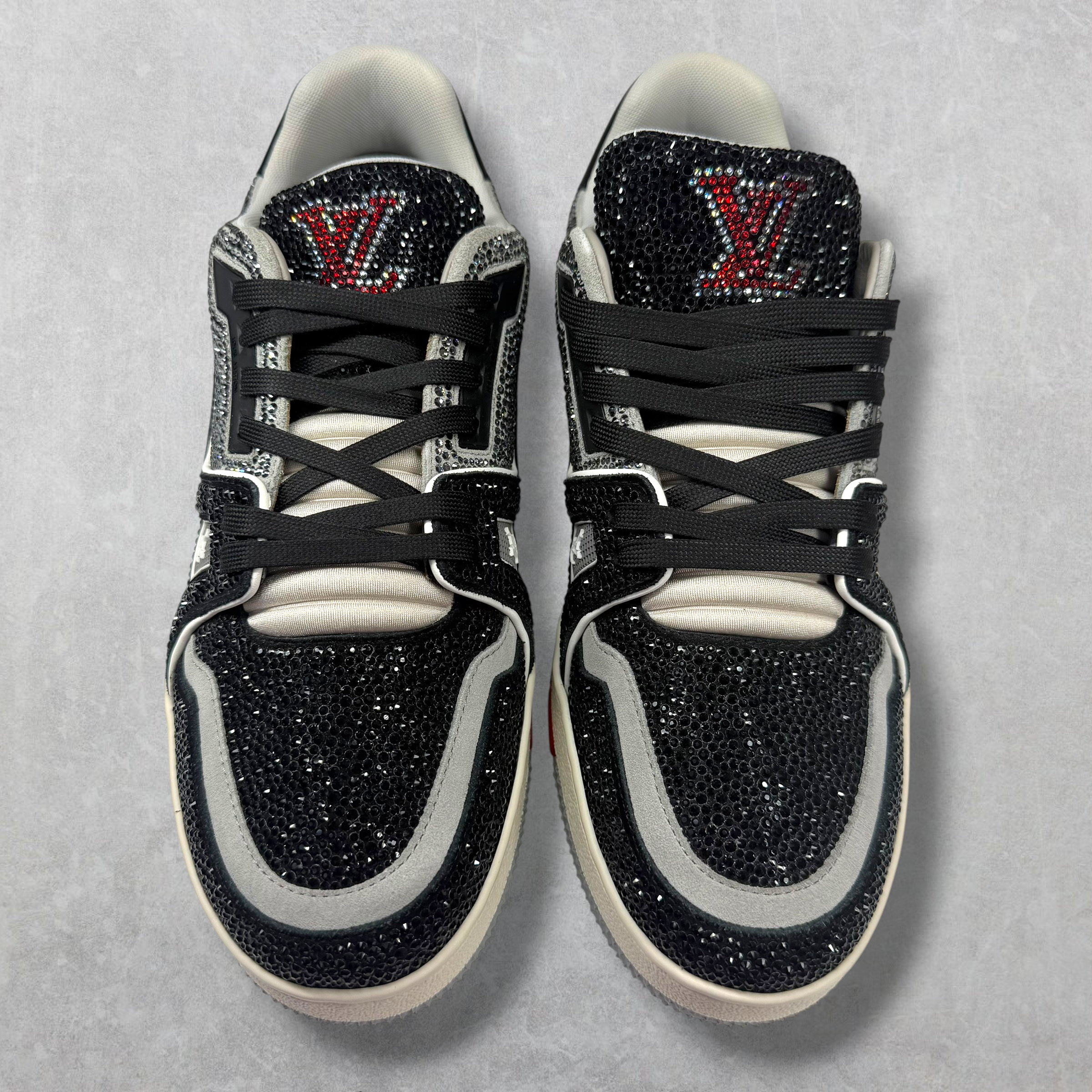Louis Vuitton Trainer Black Grey Crystal Sneaker 7.5 (8.5US)