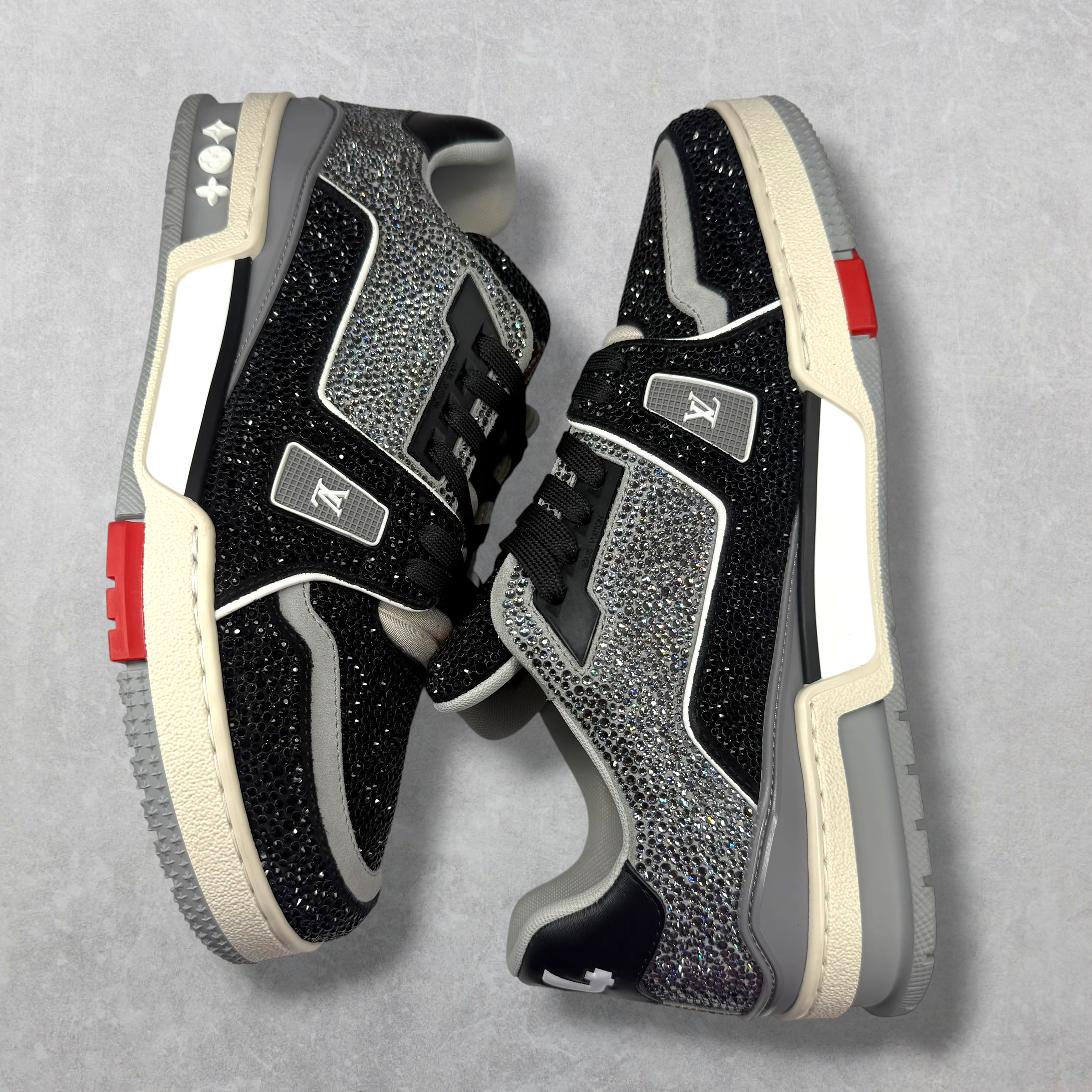 Louis Vuitton Trainer Black Grey Crystal Sneaker 7.5 (8.5US)