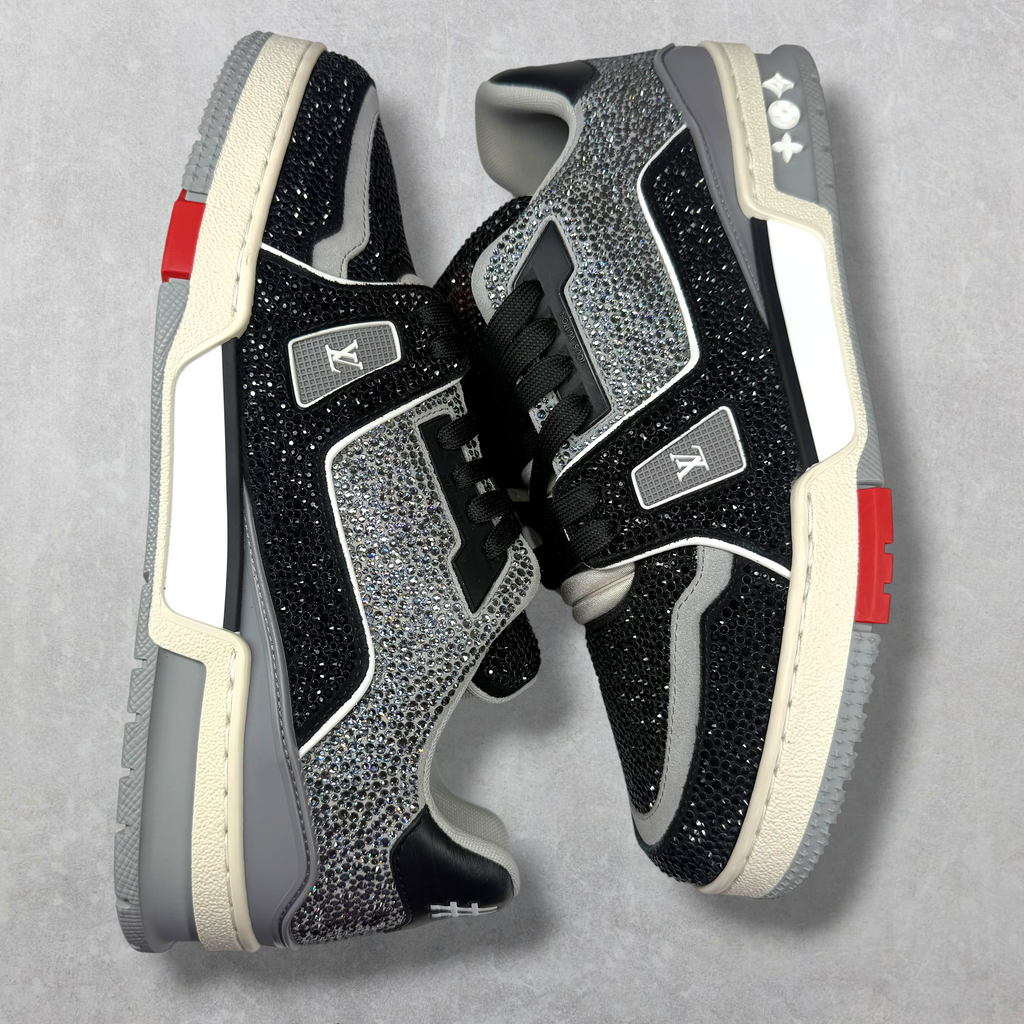 Louis Vuitton Trainer Black Grey Crystal Sneaker 7.5 (8.5US)