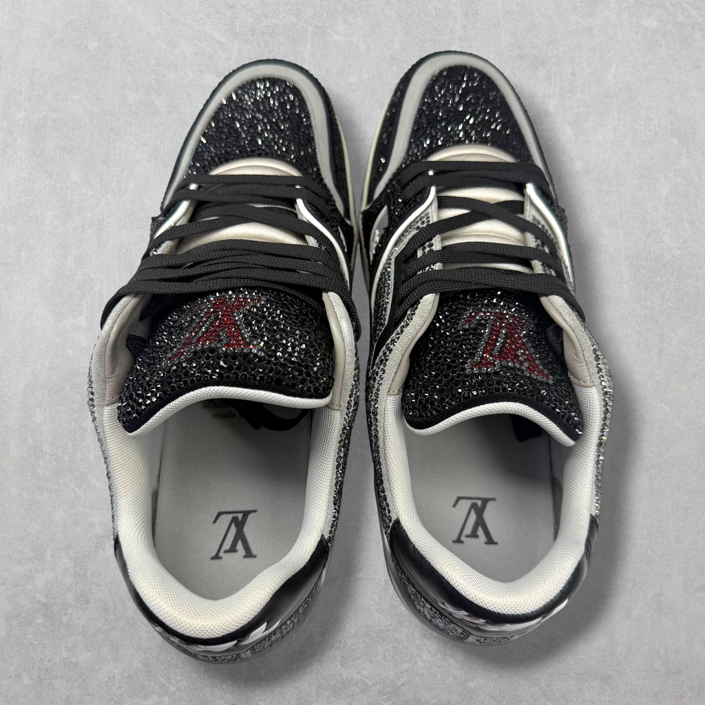 Louis Vuitton Trainer Black Grey Crystal Sneaker 7.5 (8.5US)
