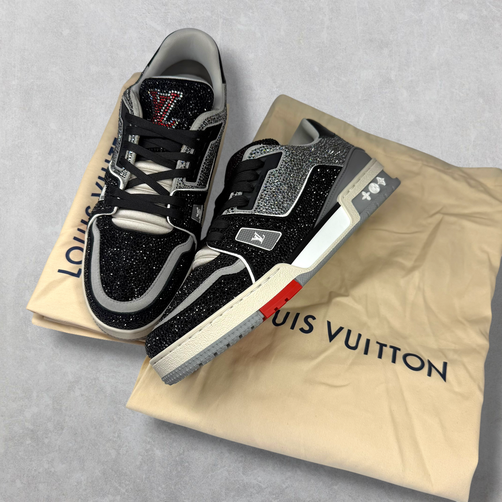 Louis Vuitton Trainer Black Grey Crystal Sneaker 7.5 (8.5US)