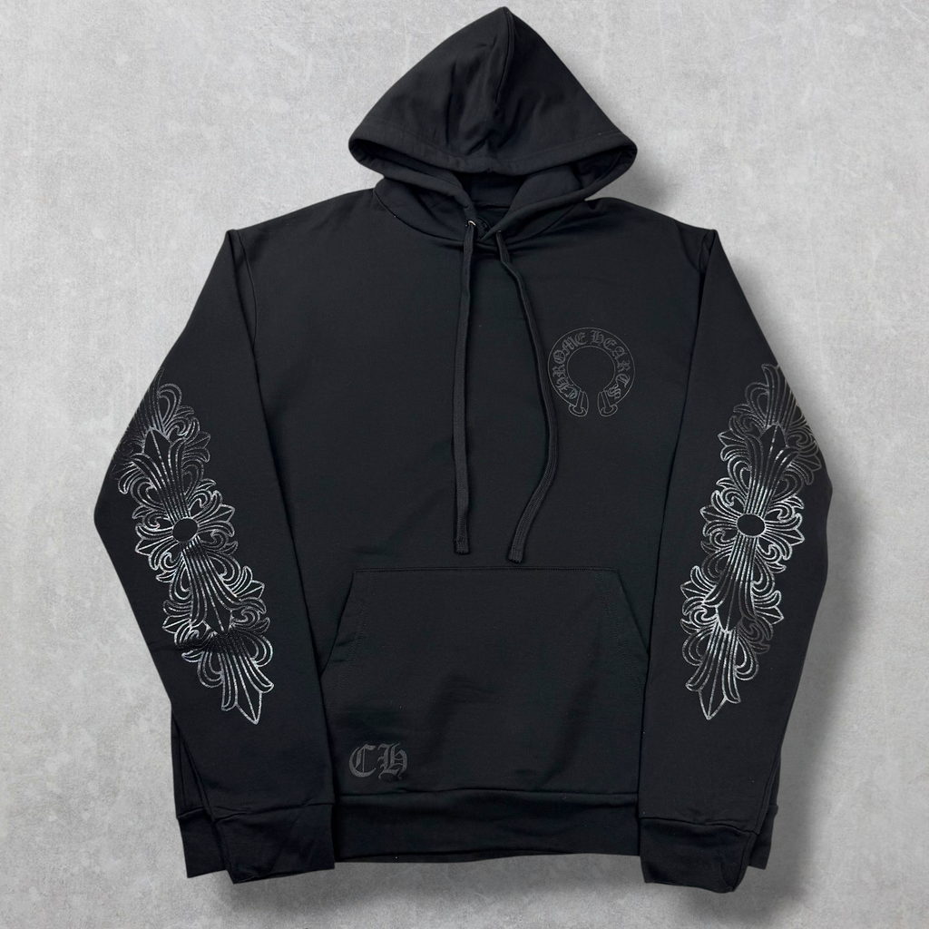 Chrome Hearts Black Floral Hoodie L