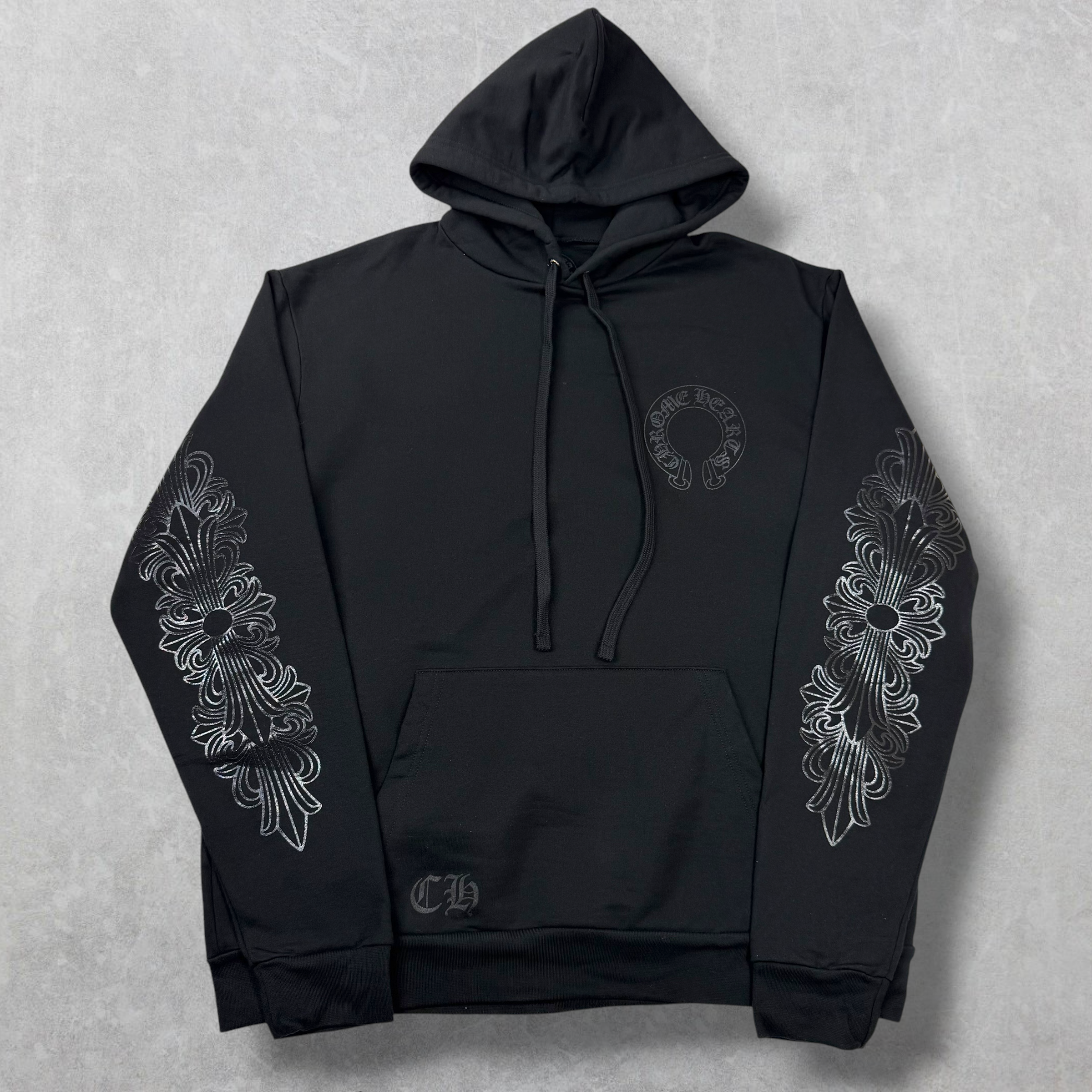 Chrome Hearts Black Floral Hoodie L