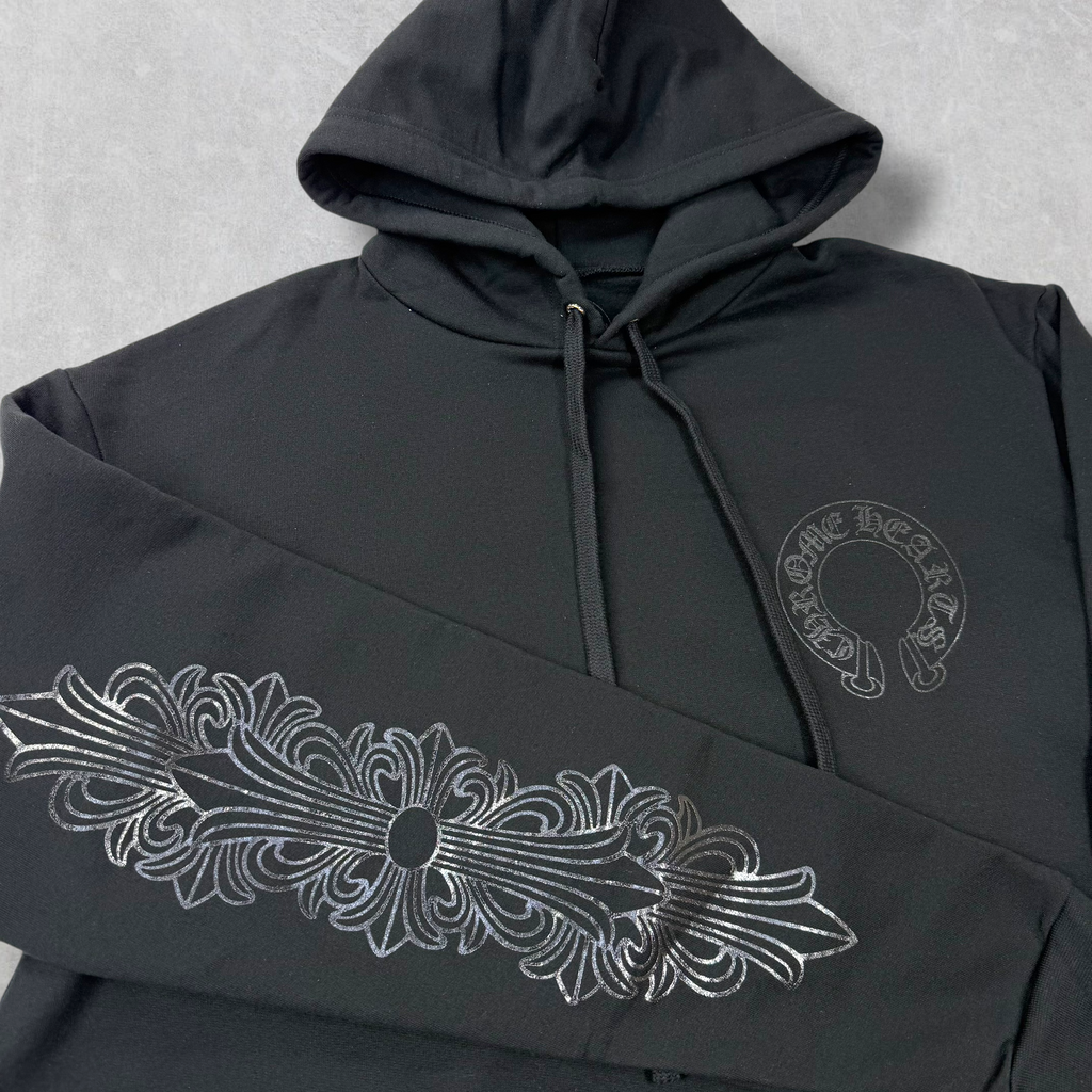 Chrome Hearts Black Floral Hoodie L