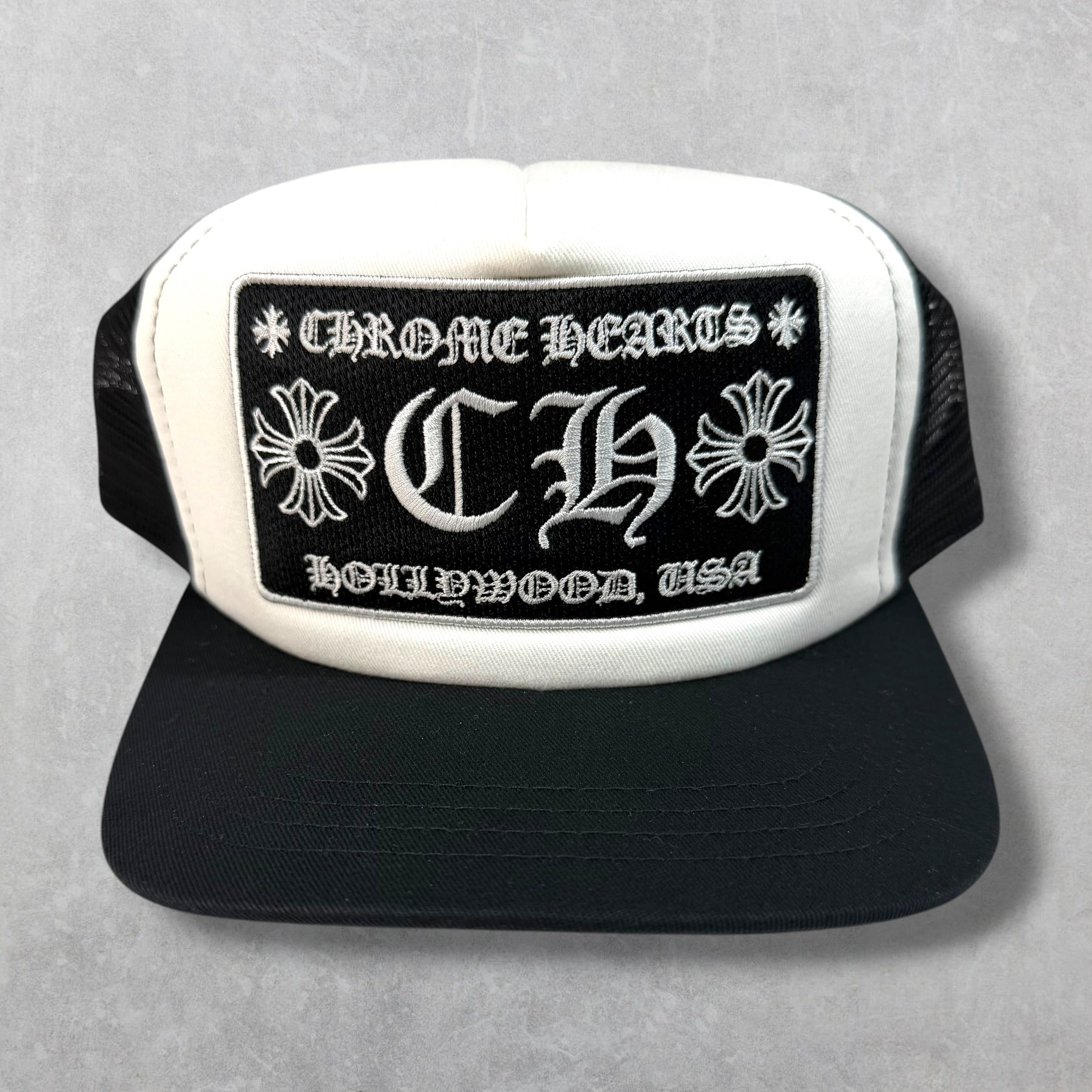Chrome Hearts CH Hollywood Trucker Hat White