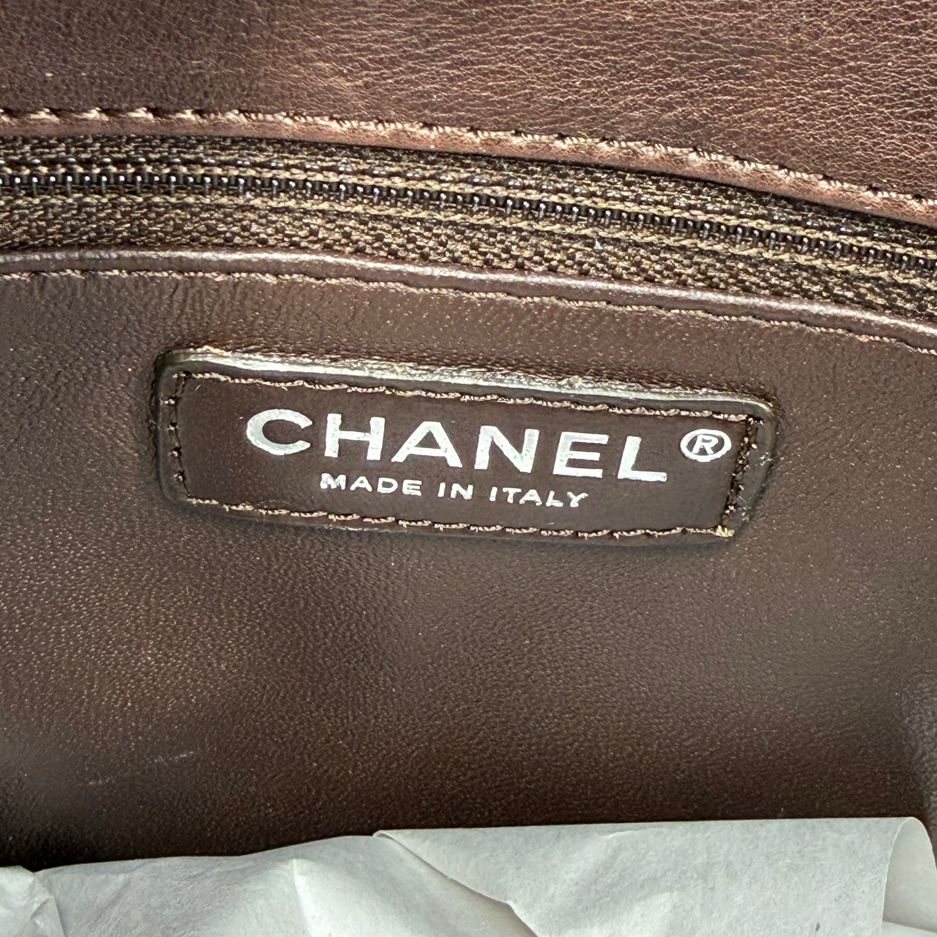 Chanel Brown Caviar Quilted Grand Shopping Tote