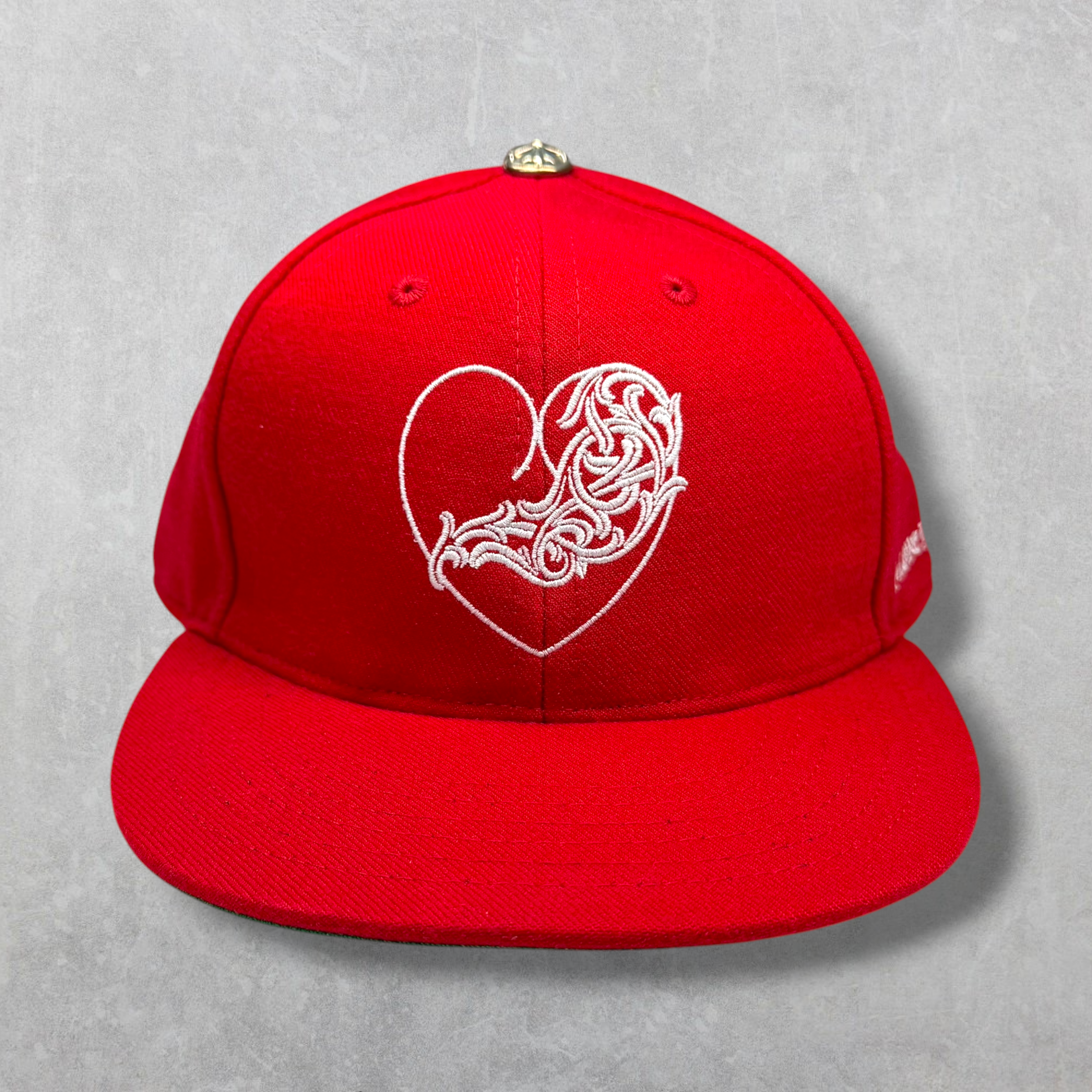 Chrome Hearts Vine Heart Fitted Hat Red 7 3/8