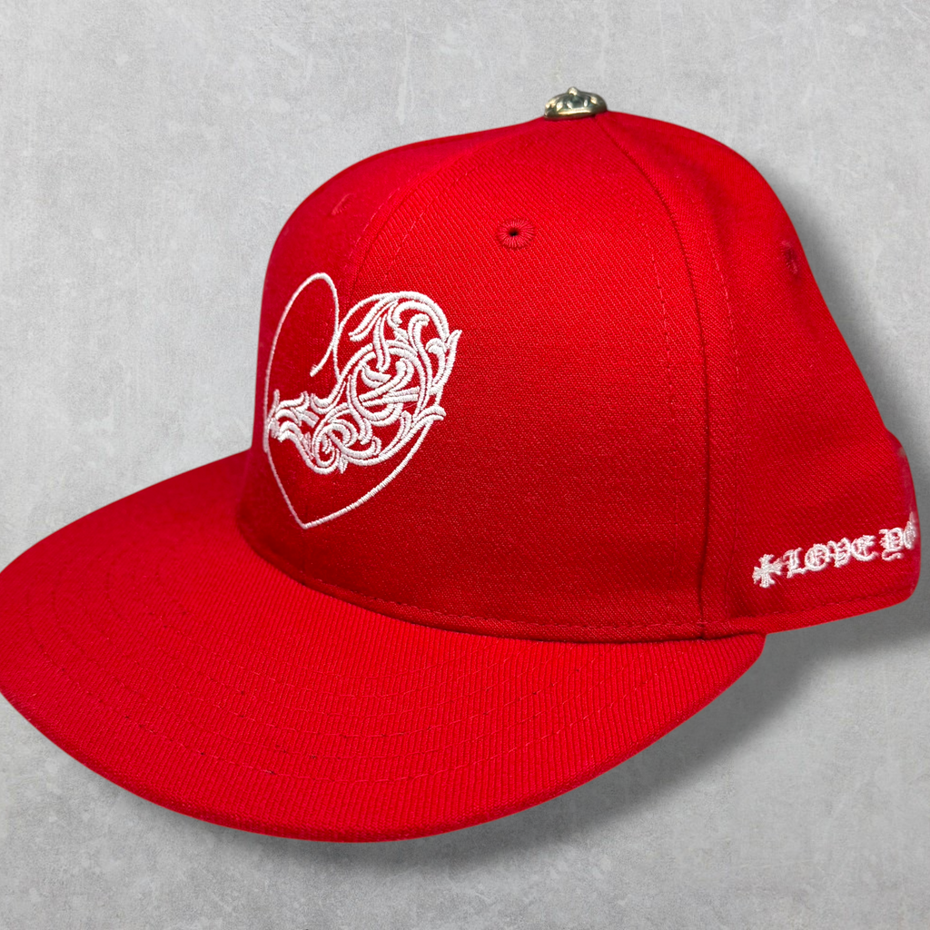 Chrome Hearts Vine Heart Fitted Hat Red 7 3/8