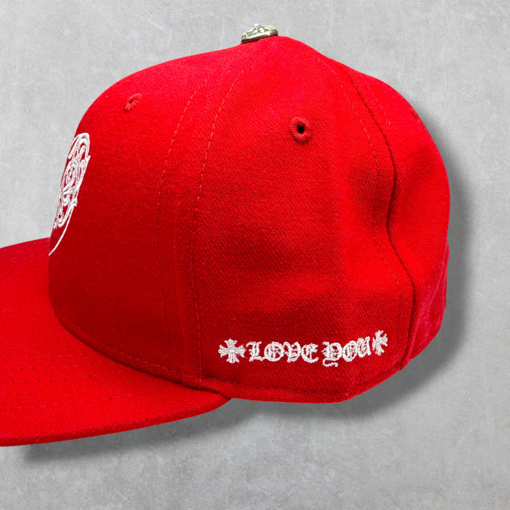 Chrome Hearts Vine Heart Fitted Hat Red 7 3/8