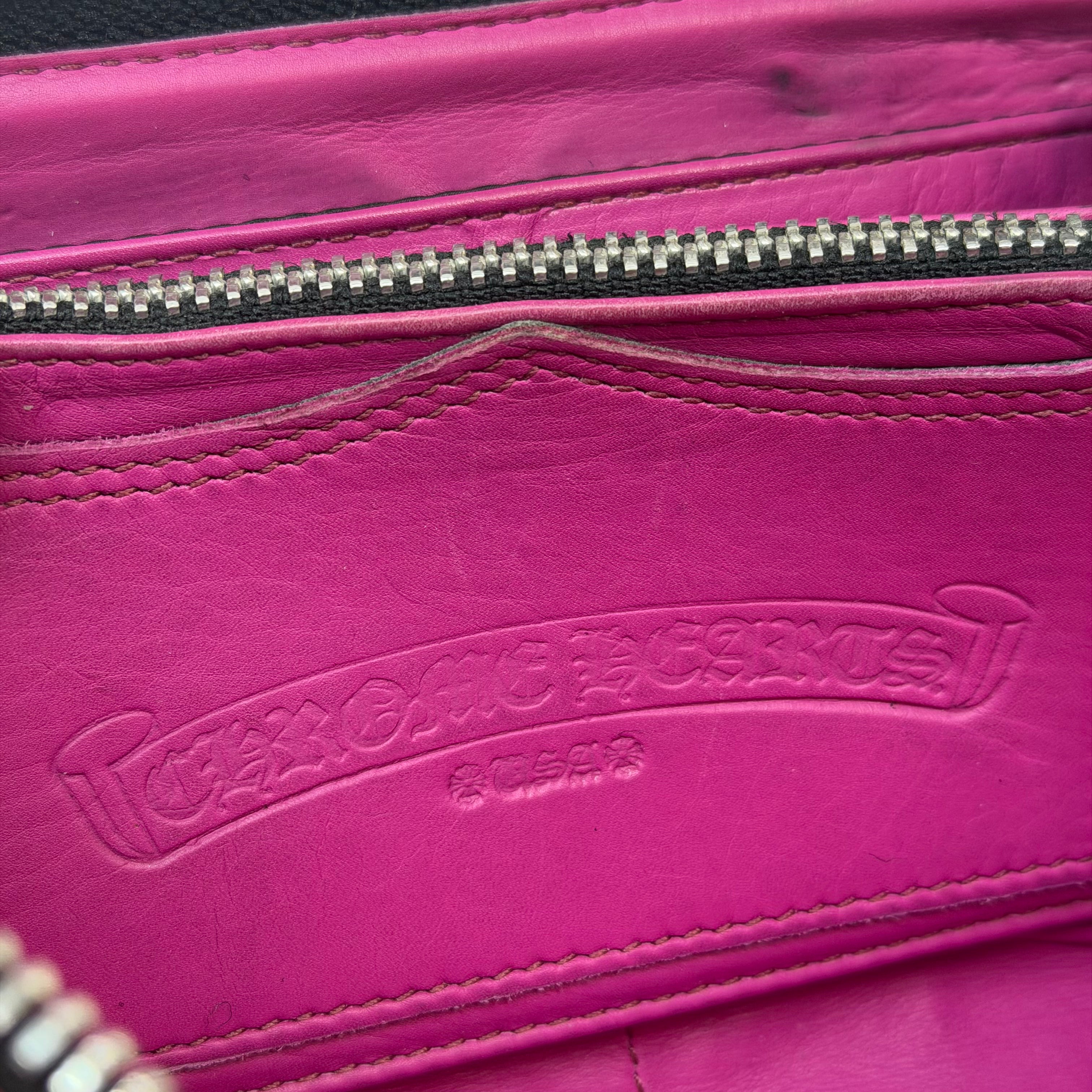 Chrome Hearts Pink Cemetery Cross Long Wallet