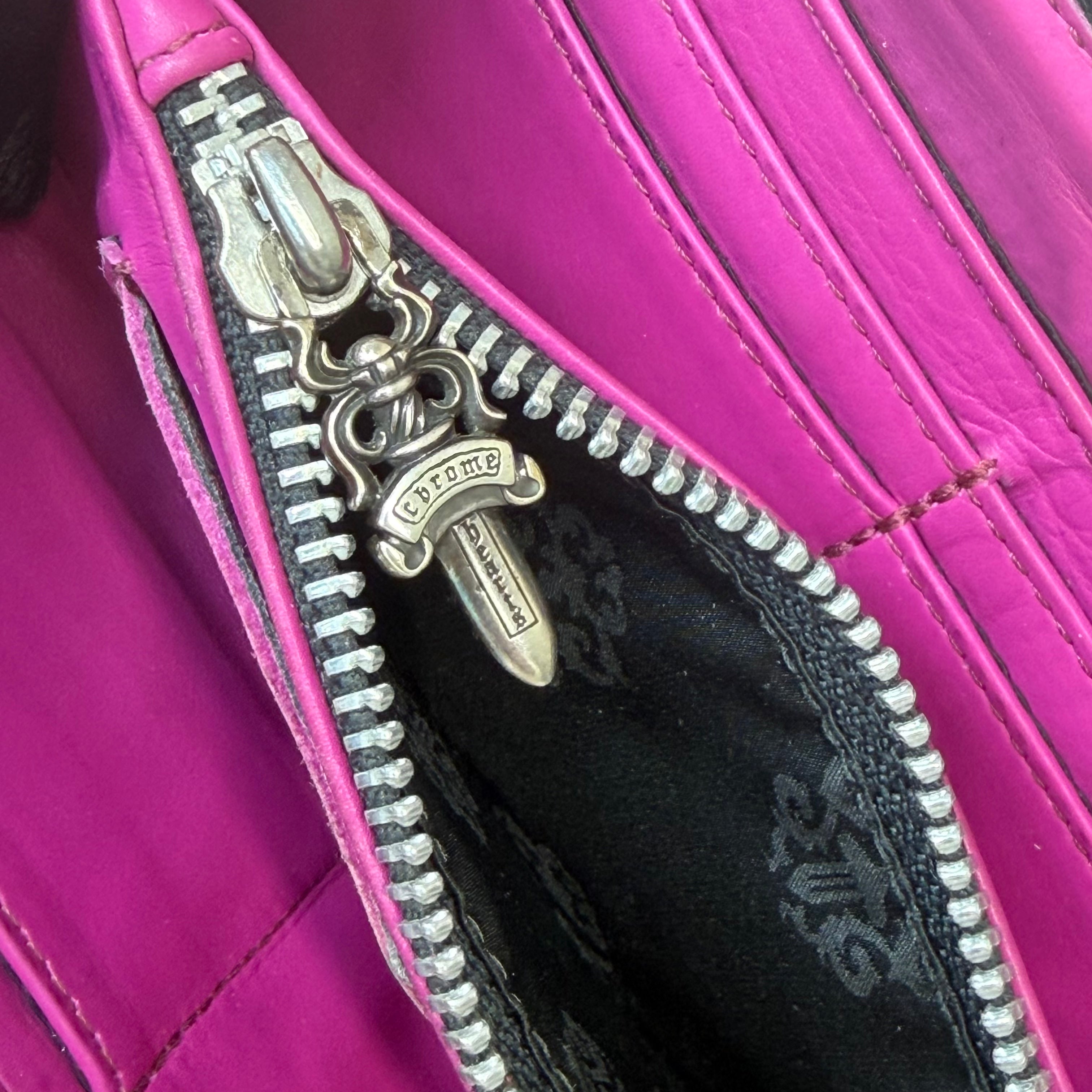 Chrome Hearts Pink Cemetery Cross Long Wallet