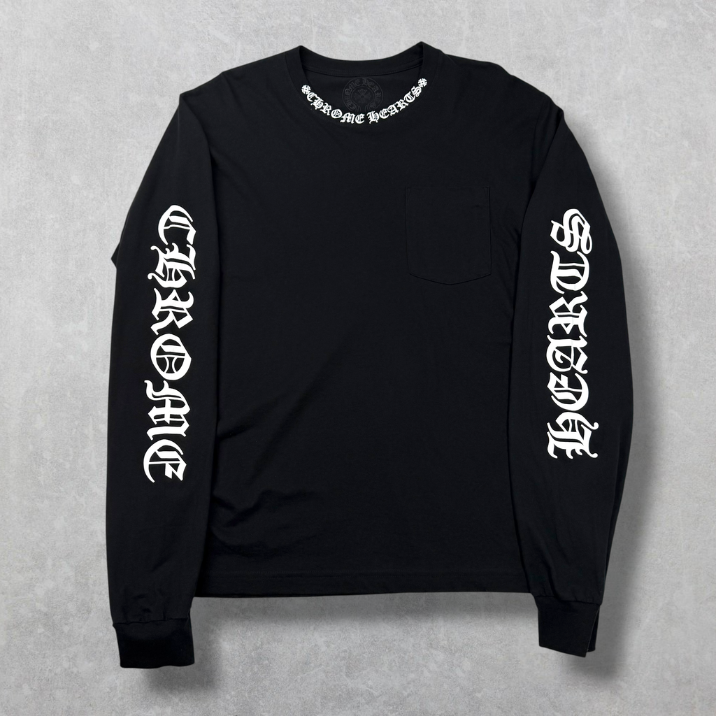 Chrome Hearts White Neck Logo L/S Tee Black L