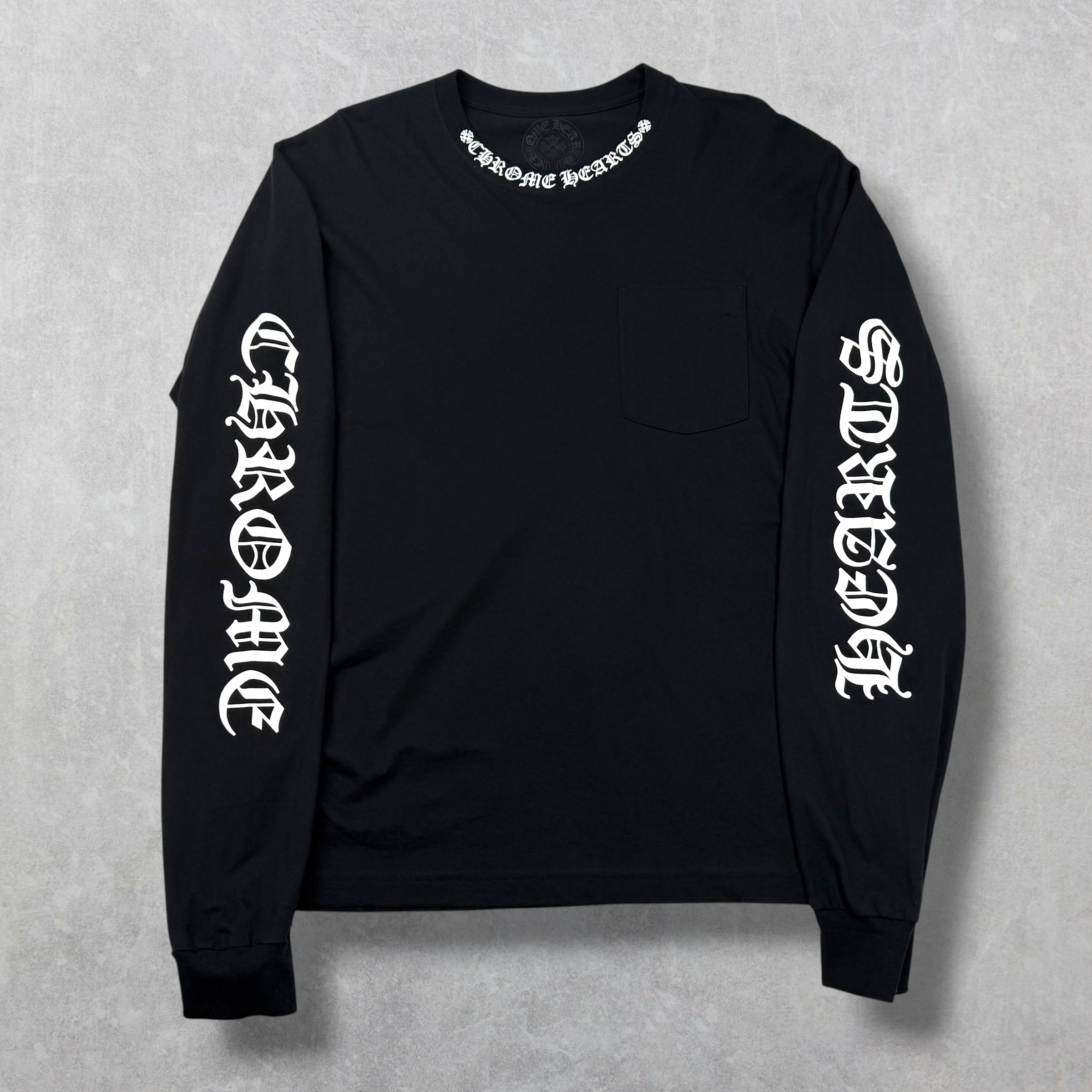 Chrome Hearts White Neck Logo L/S Tee Black L