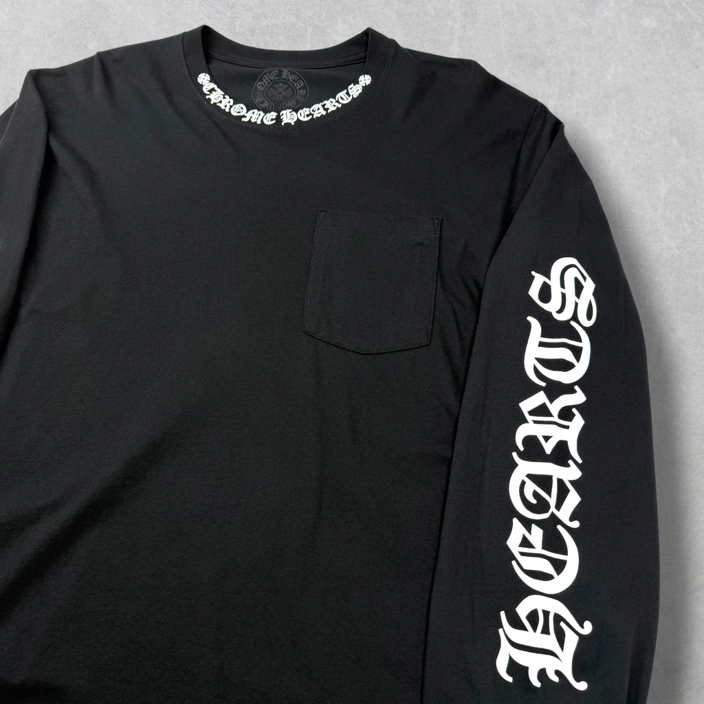Chrome Hearts White Neck Logo L/S Tee Black L