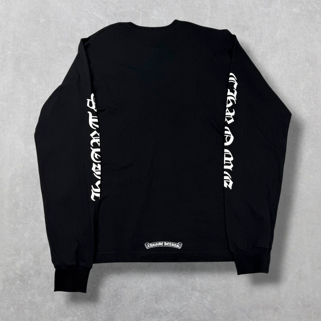 Chrome Hearts White Neck Logo L/S Tee Black L