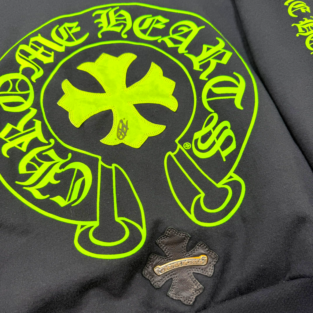 Chrome Hearts Signed Leather Patch Hoodie Black/Lime M
