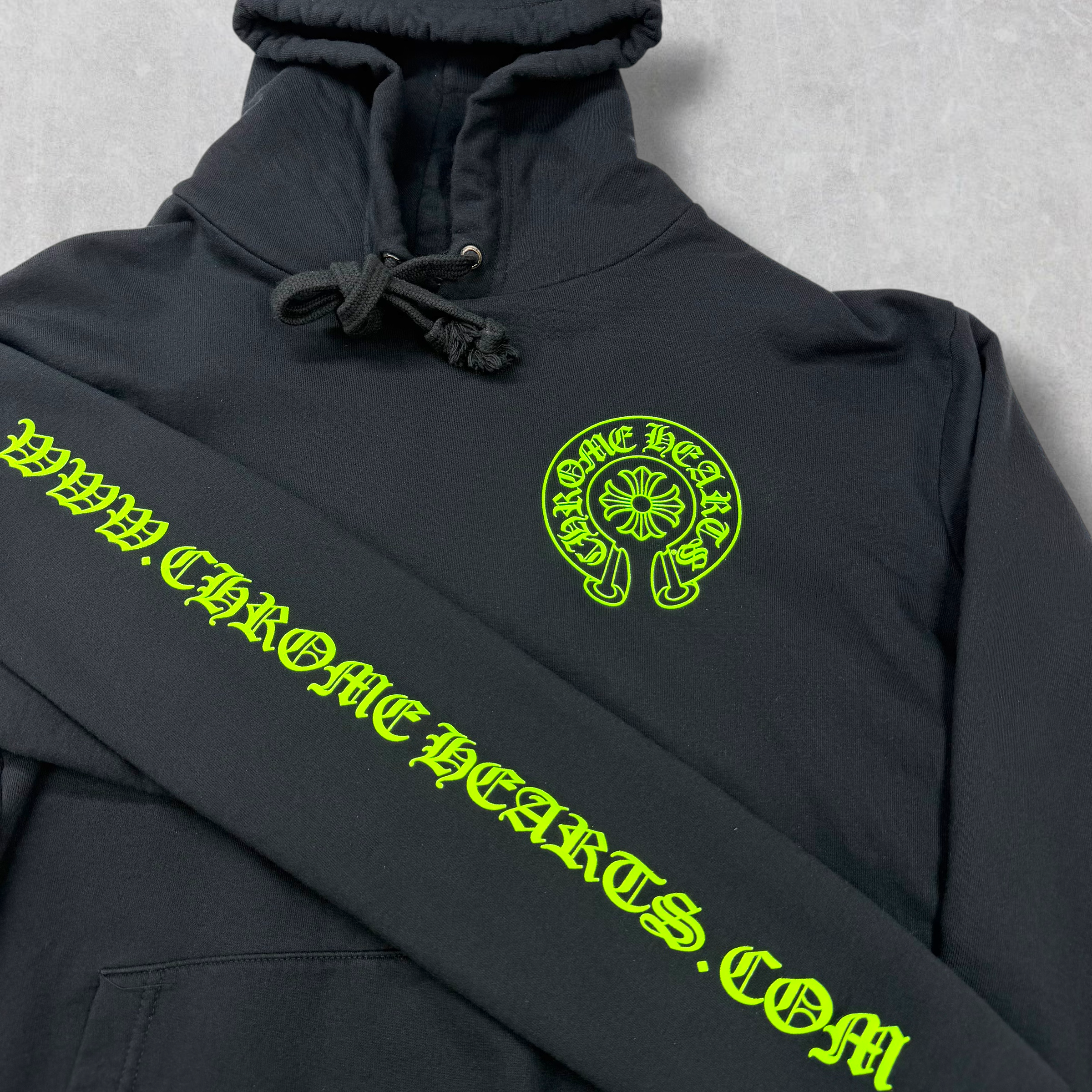 Chrome Hearts Signed Leather Patch Hoodie Black/Lime M