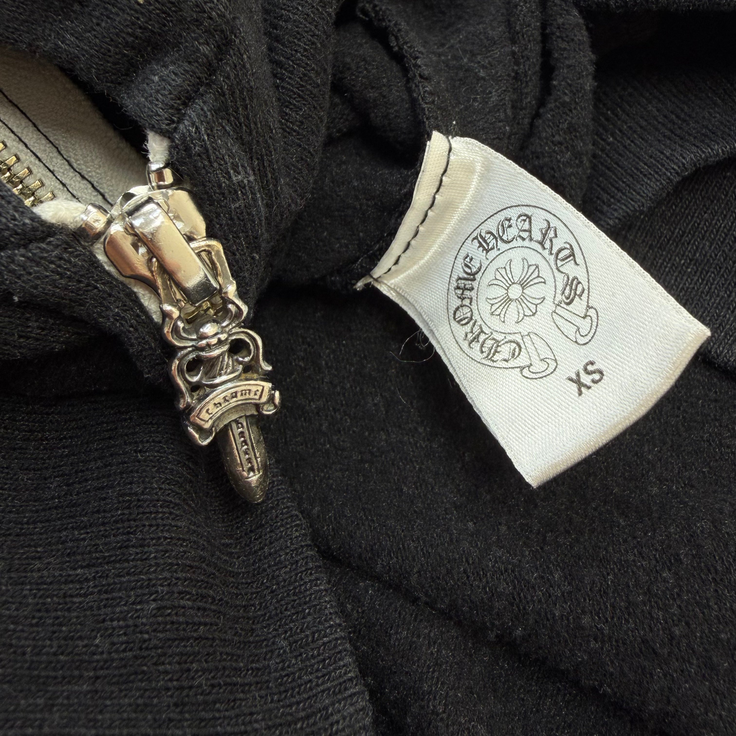 Chrome Hearts Black Triple Cross Logo Zip Up Hoodie XS