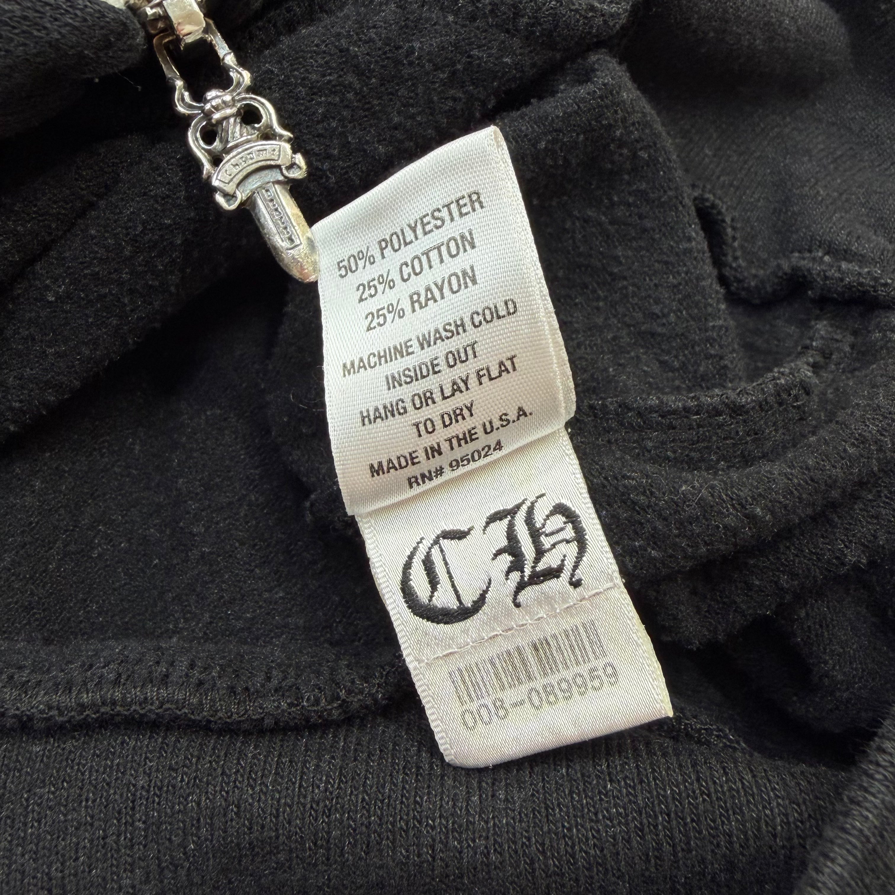 Chrome Hearts Black Triple Cross Logo Zip Up Hoodie XS