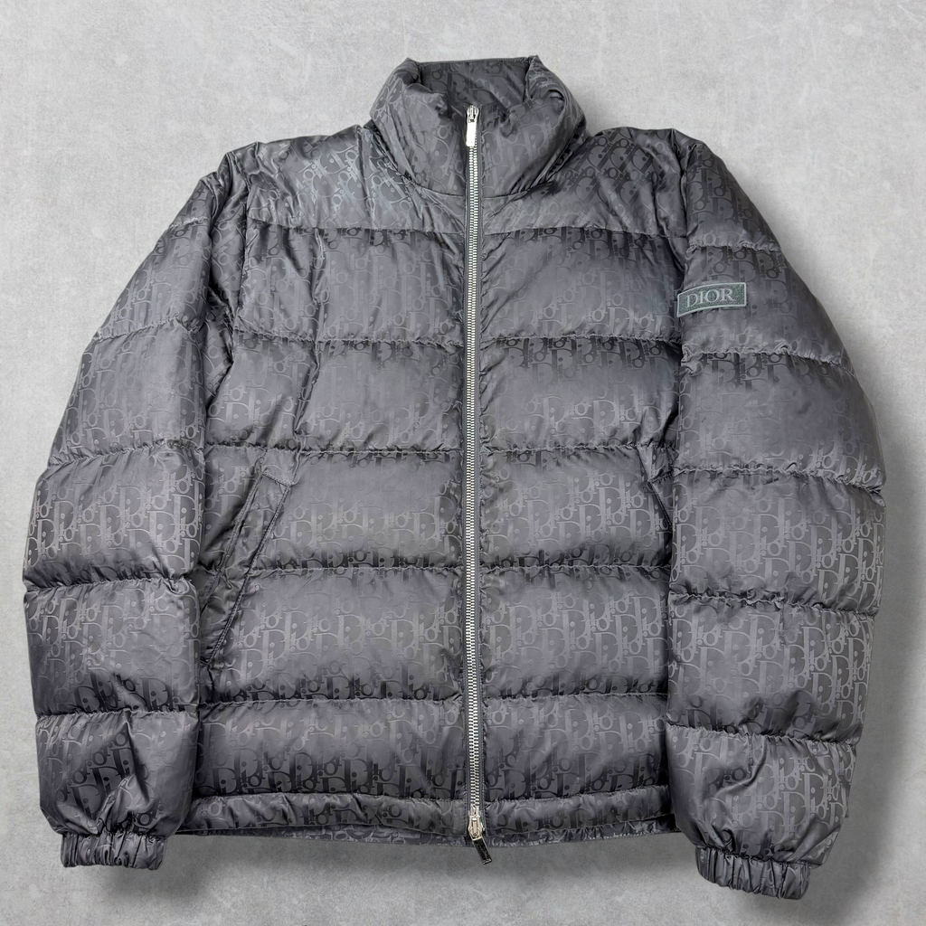 Dior Oblique Puffer Down Jacket Gray/Black 52 (L)