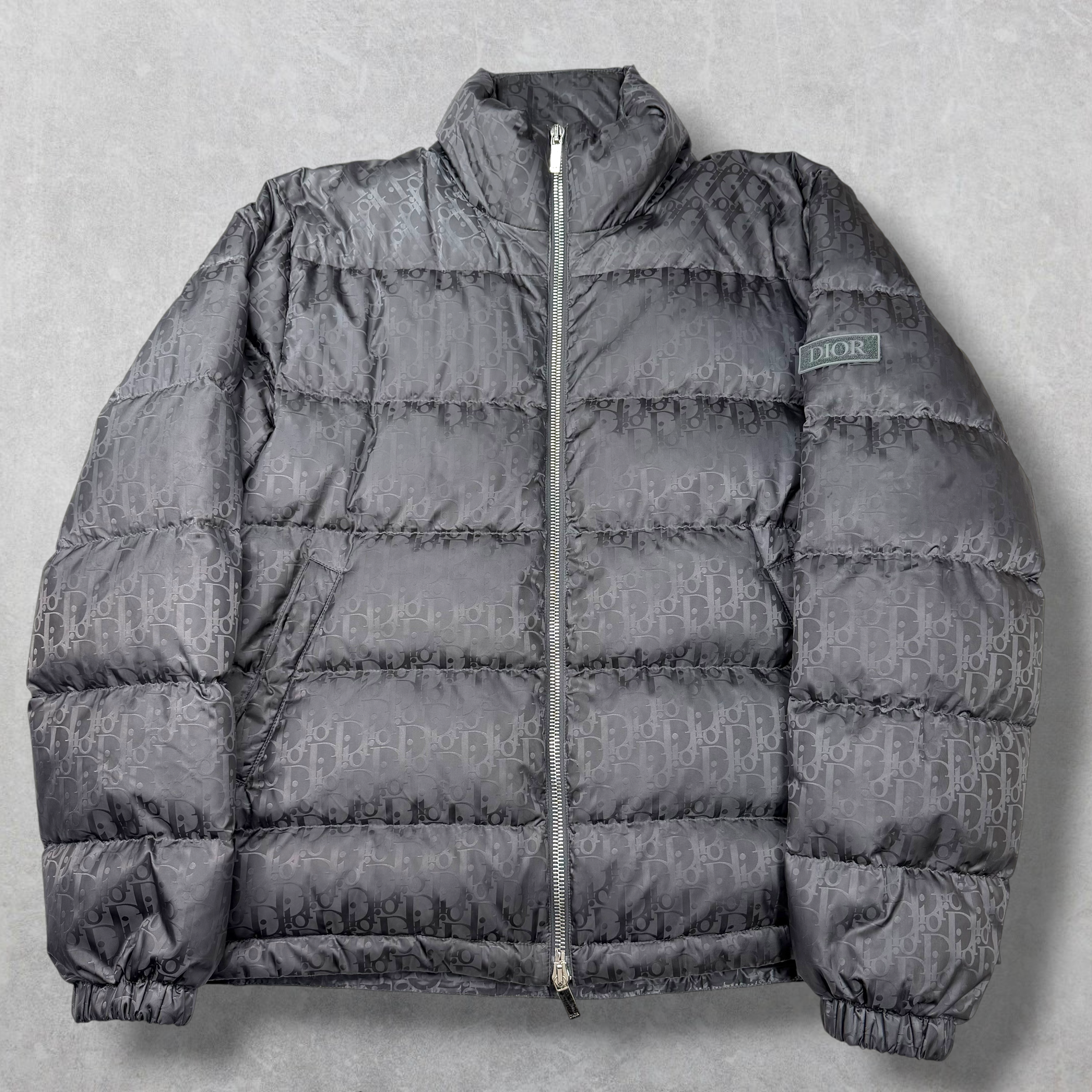 Dior Oblique Puffer Down Jacket Gray/Black 52 (L)