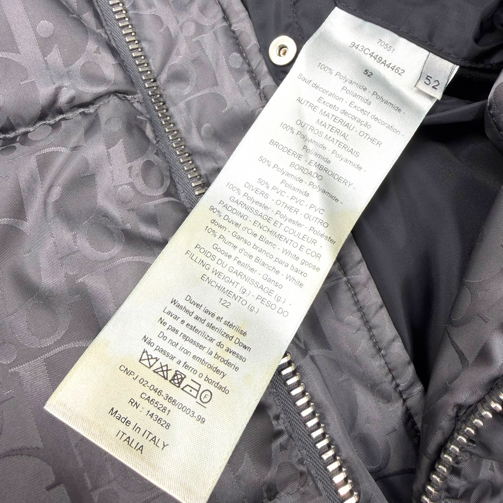 Dior Oblique Puffer Down Jacket Gray/Black 52 (L)