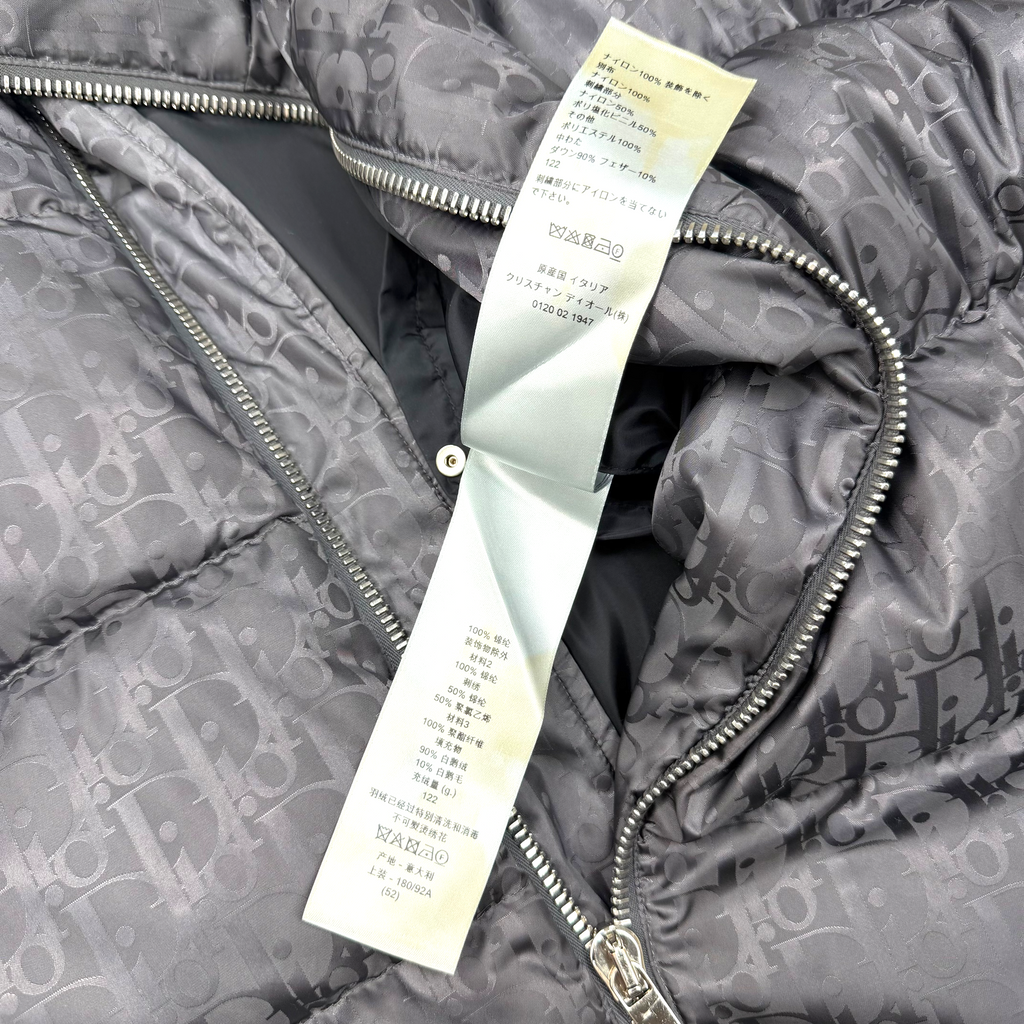 Dior Oblique Puffer Down Jacket Gray/Black 52 (L)