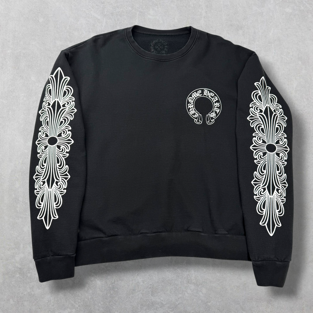 Chrome Hearts Horseshoe Floral Crewneck Black M
