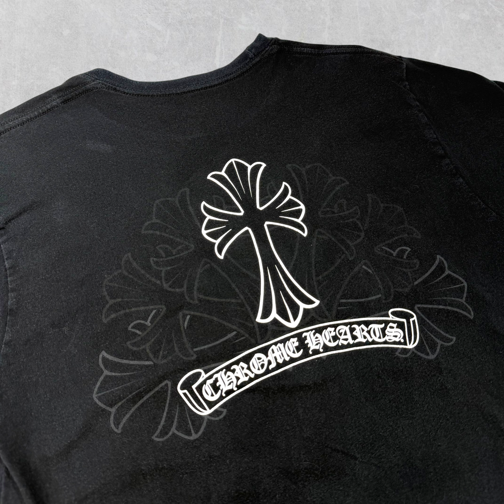 Chrome Hearts Cemetery Cross Scroll Logo Tee L