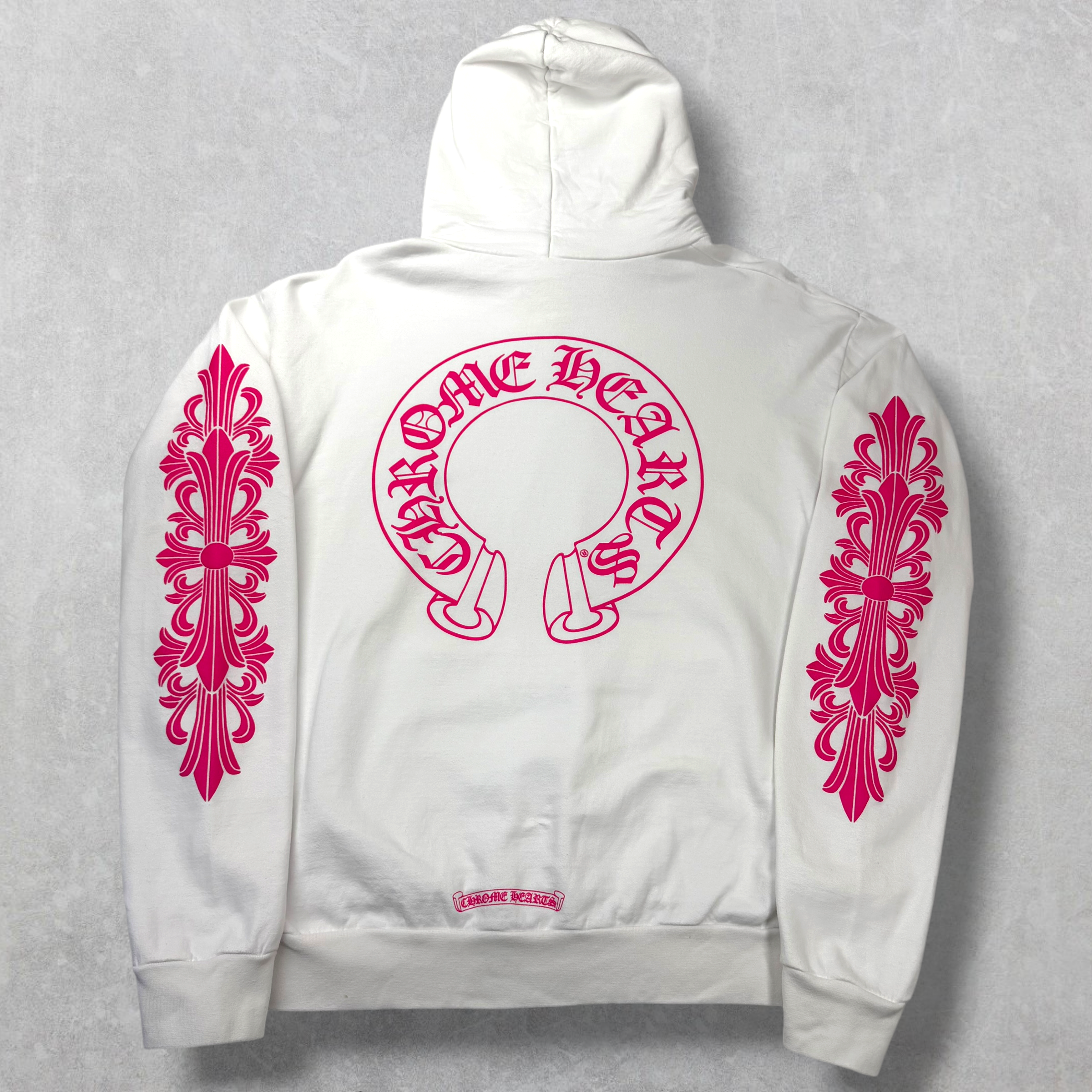 Chrome Hearts Pink Floral Horseshoe Hoodie L