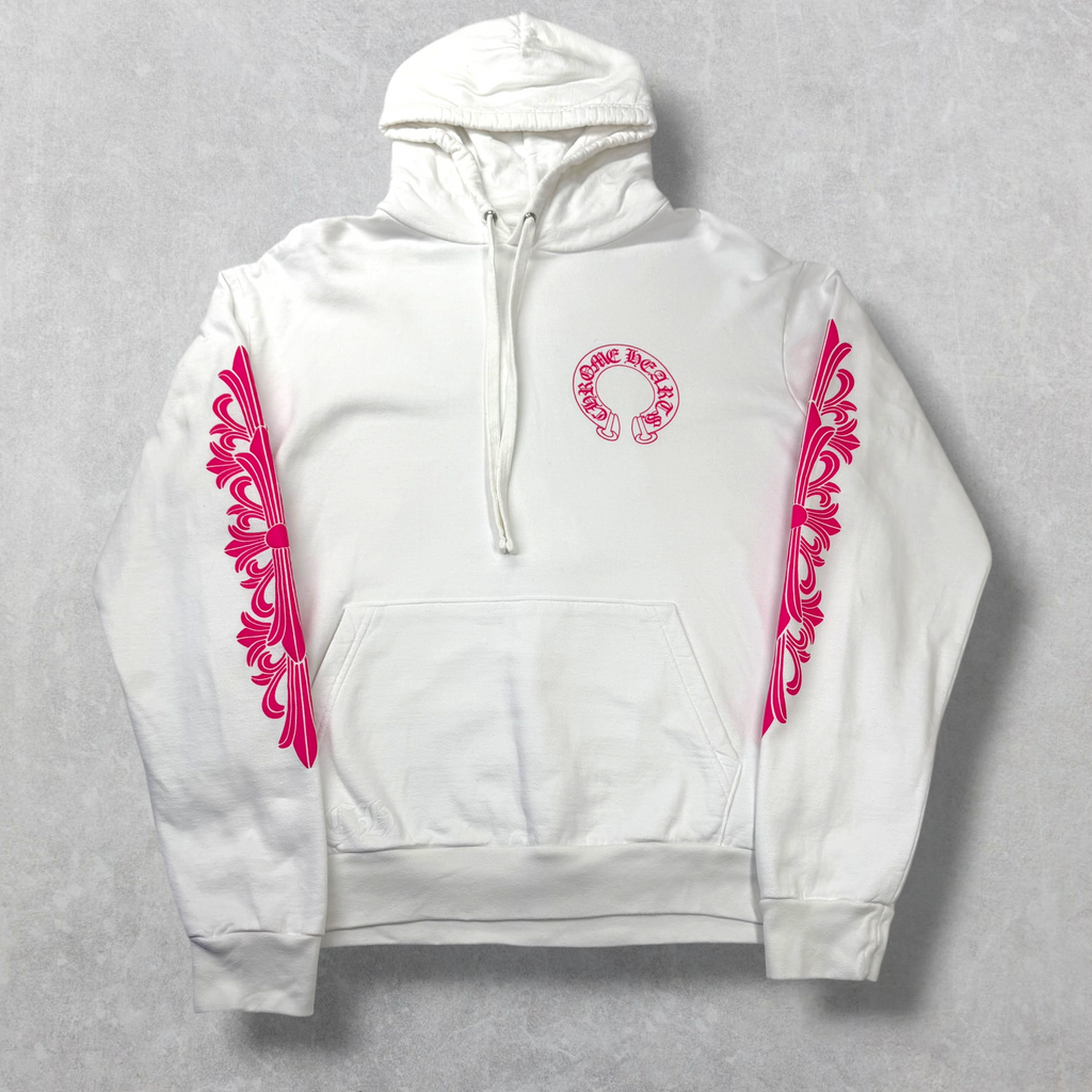 Chrome Hearts Pink Floral Horseshoe Hoodie M