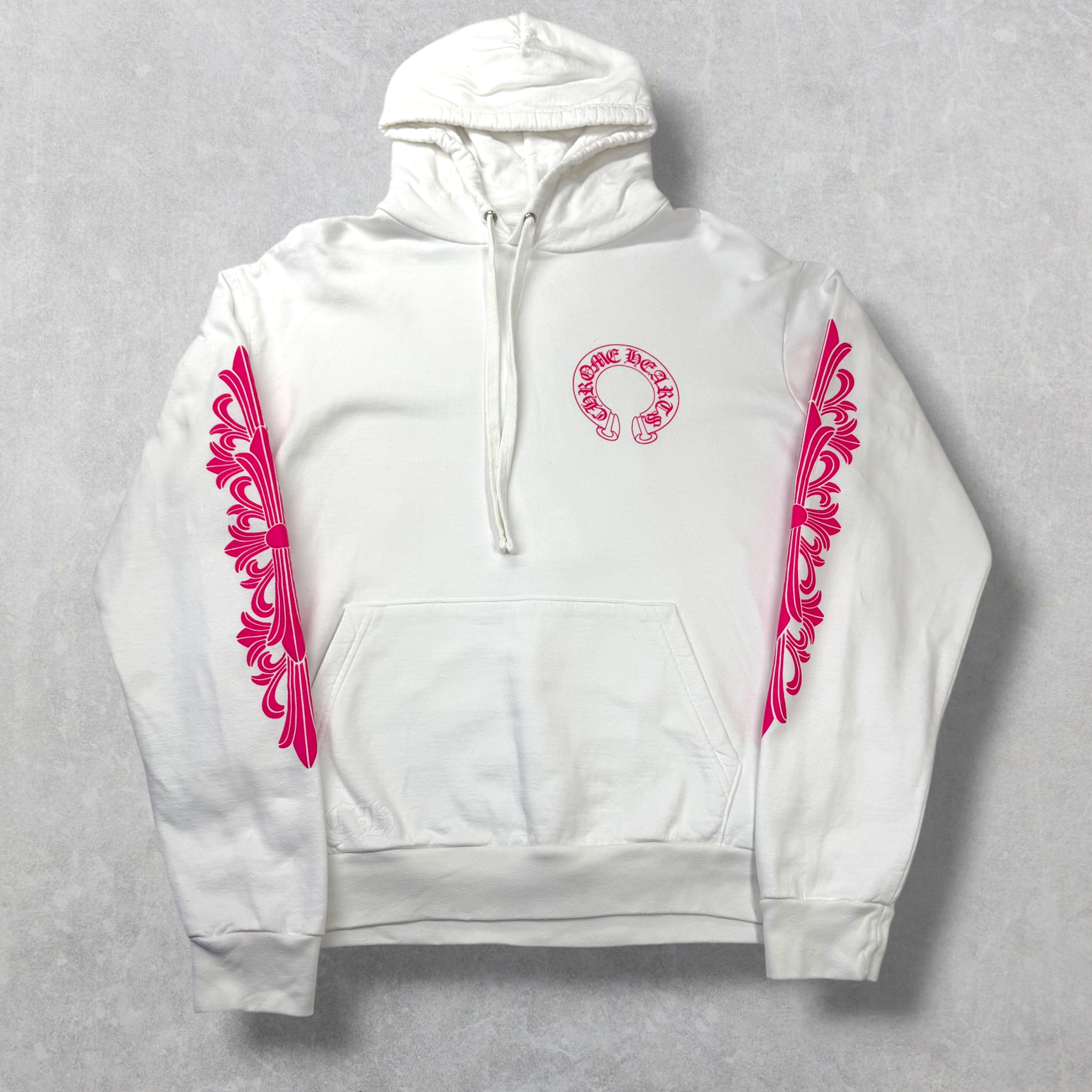 Chrome Hearts Pink Floral Horseshoe Hoodie L