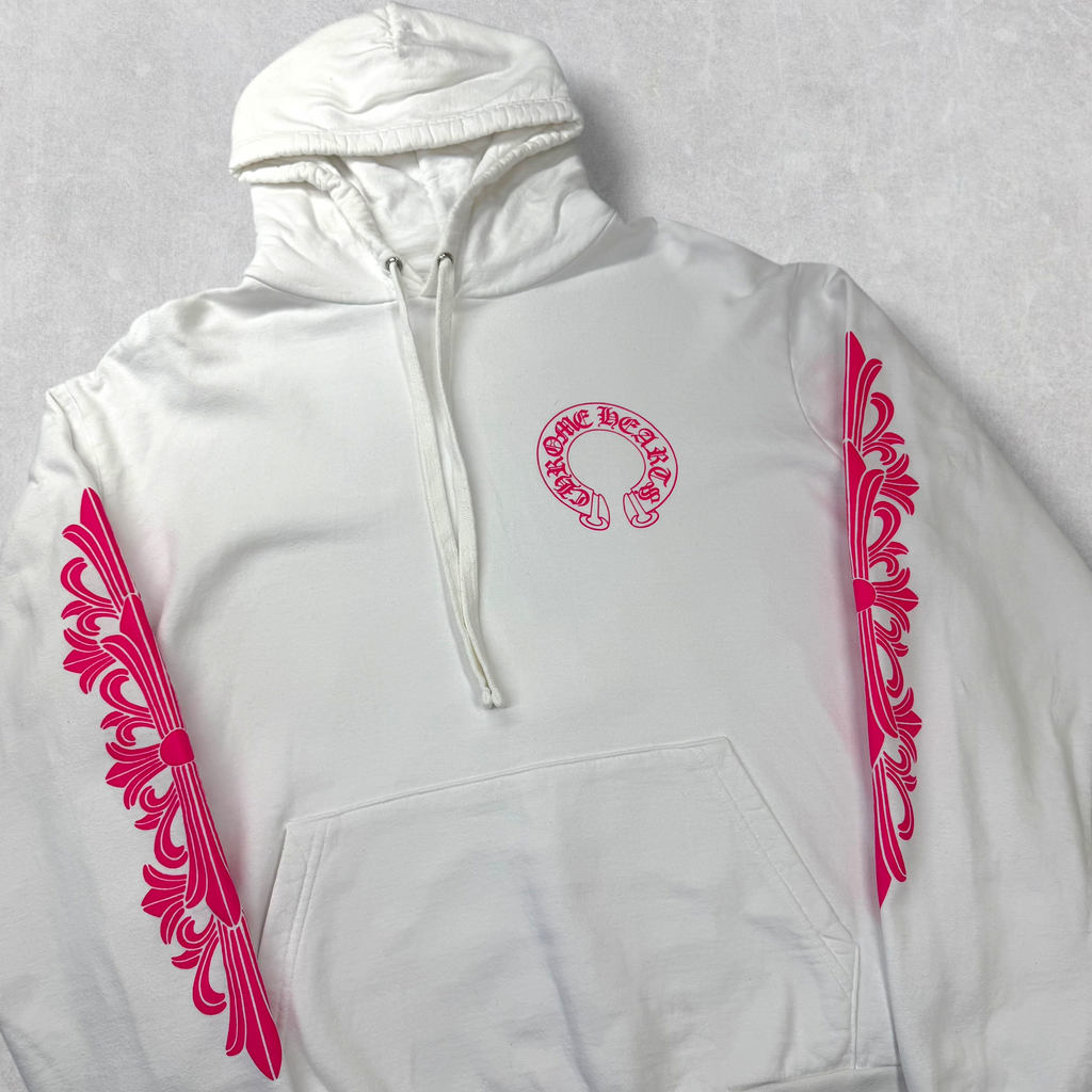 Chrome Hearts Pink Floral Horseshoe Hoodie M