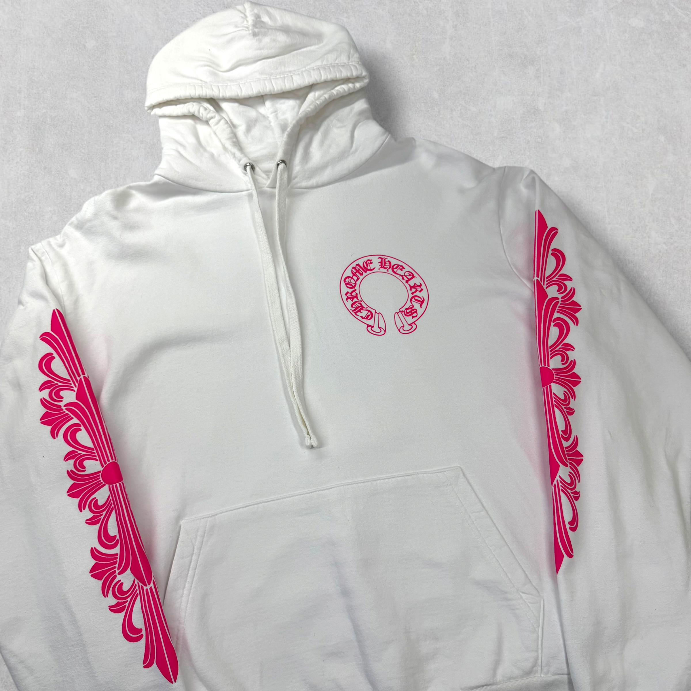 Chrome Hearts Pink Floral Horseshoe Hoodie L