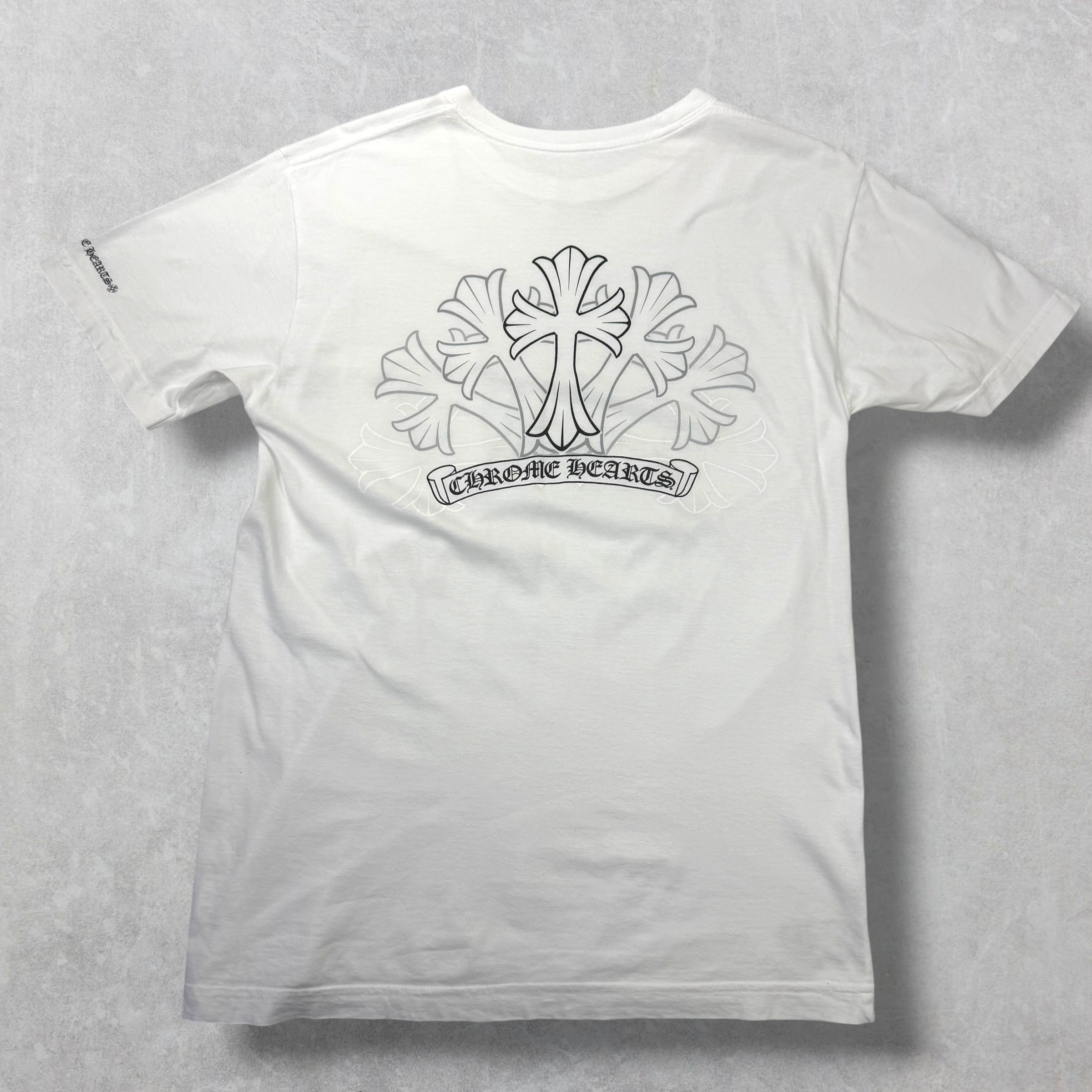 Chrome Hearts Cemetery Cross Scroll Logo Tee White M