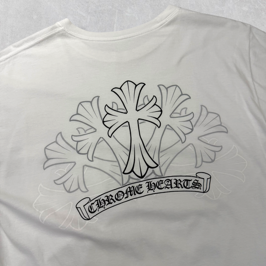 Chrome Hearts Cemetery Cross Scroll Logo Tee White M