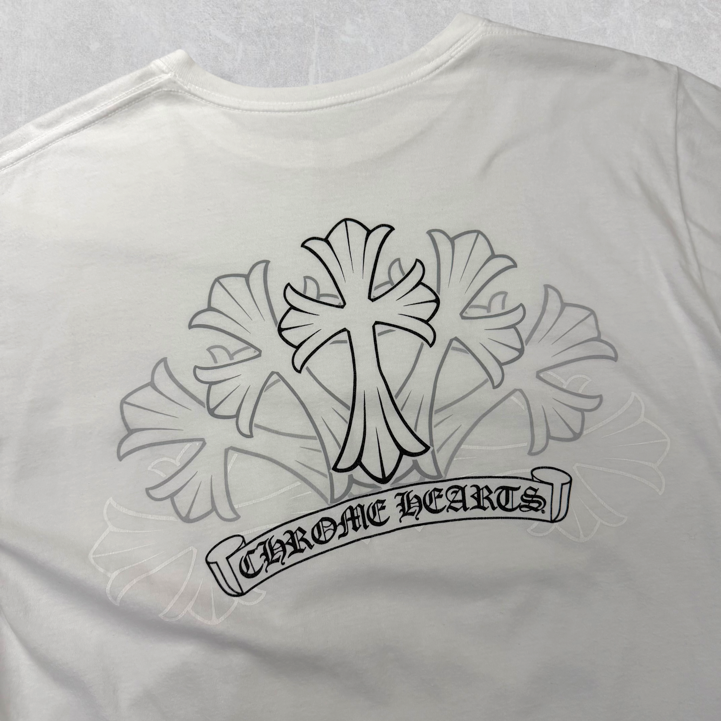 Chrome Hearts Cemetery Cross Scroll Logo Tee White M