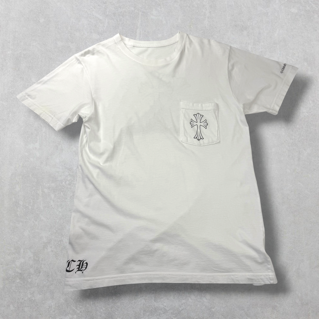 Chrome Hearts Cemetery Cross Scroll Logo Tee White M