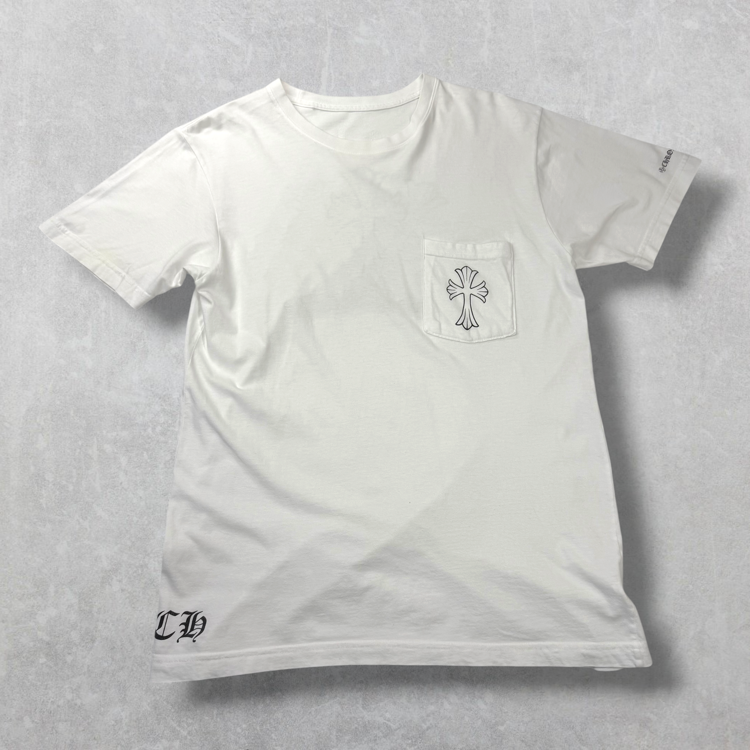 Chrome Hearts Cemetery Cross Scroll Logo Tee White M