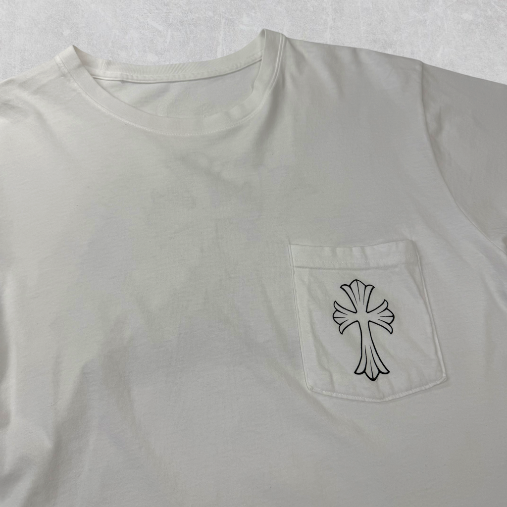 Chrome Hearts Cemetery Cross Scroll Logo Tee White M