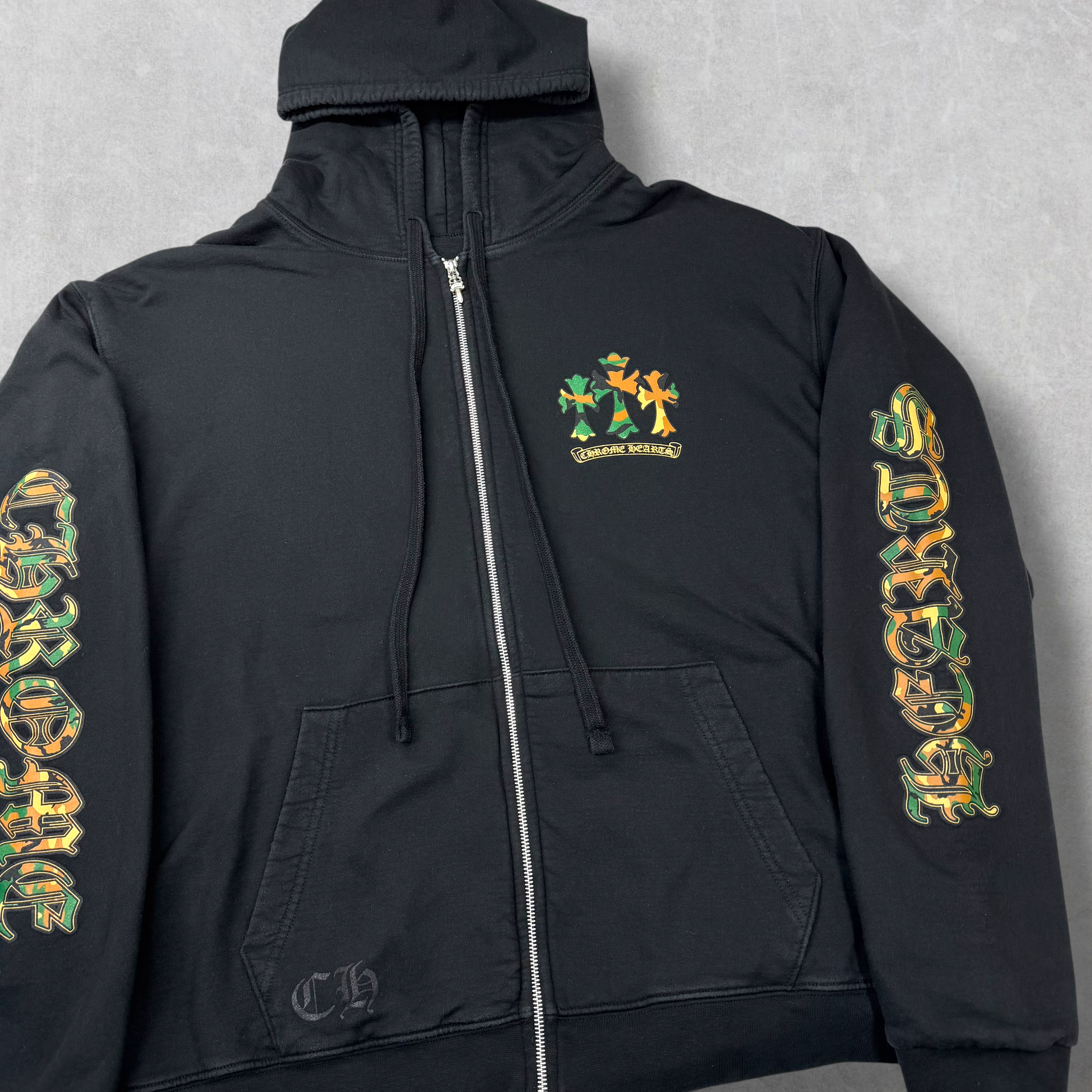 Chrome Hearts Camouflage Cemetery Cross Zip Up Hoodie XL