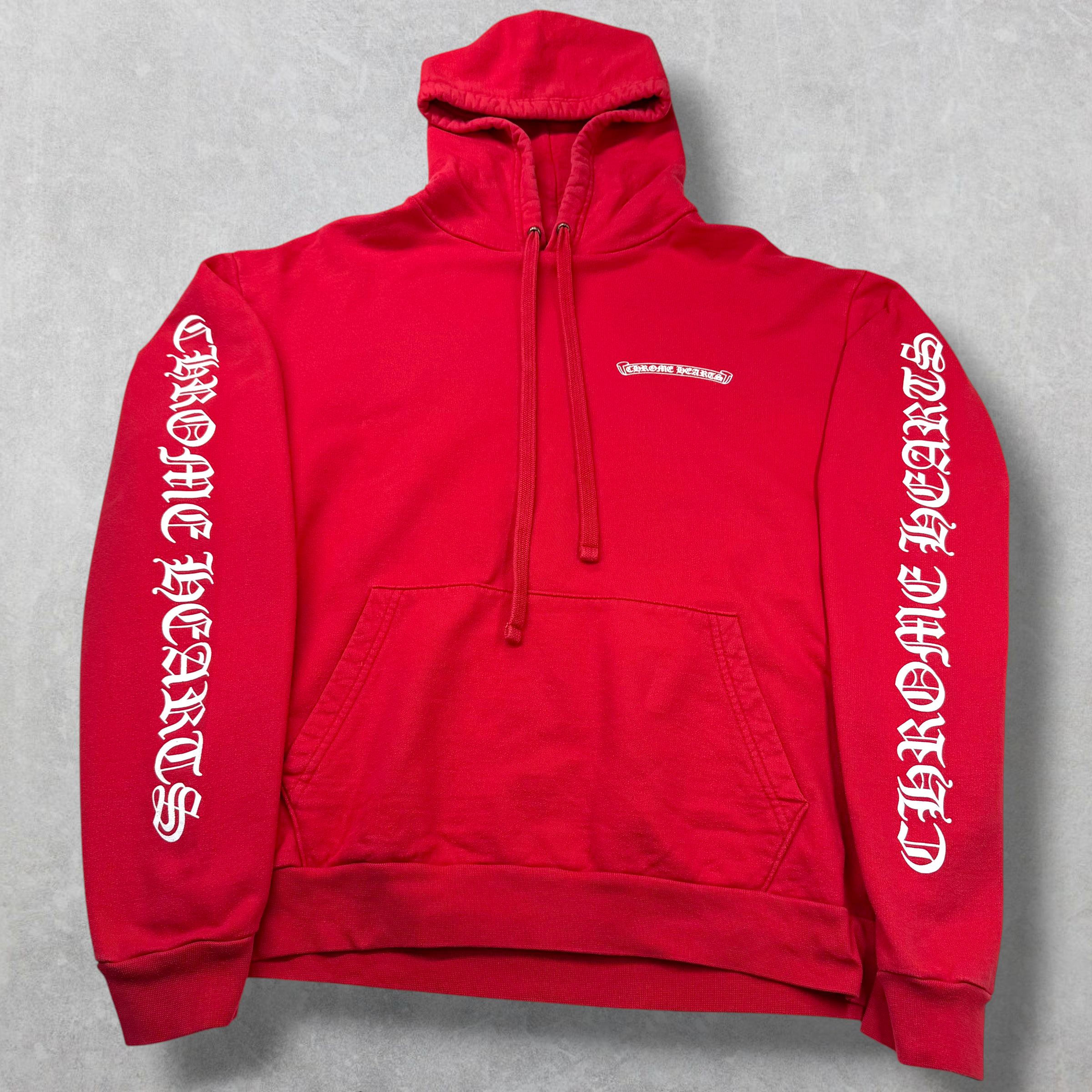 Chrome Hearts Red Scroll Logo Hoodie M