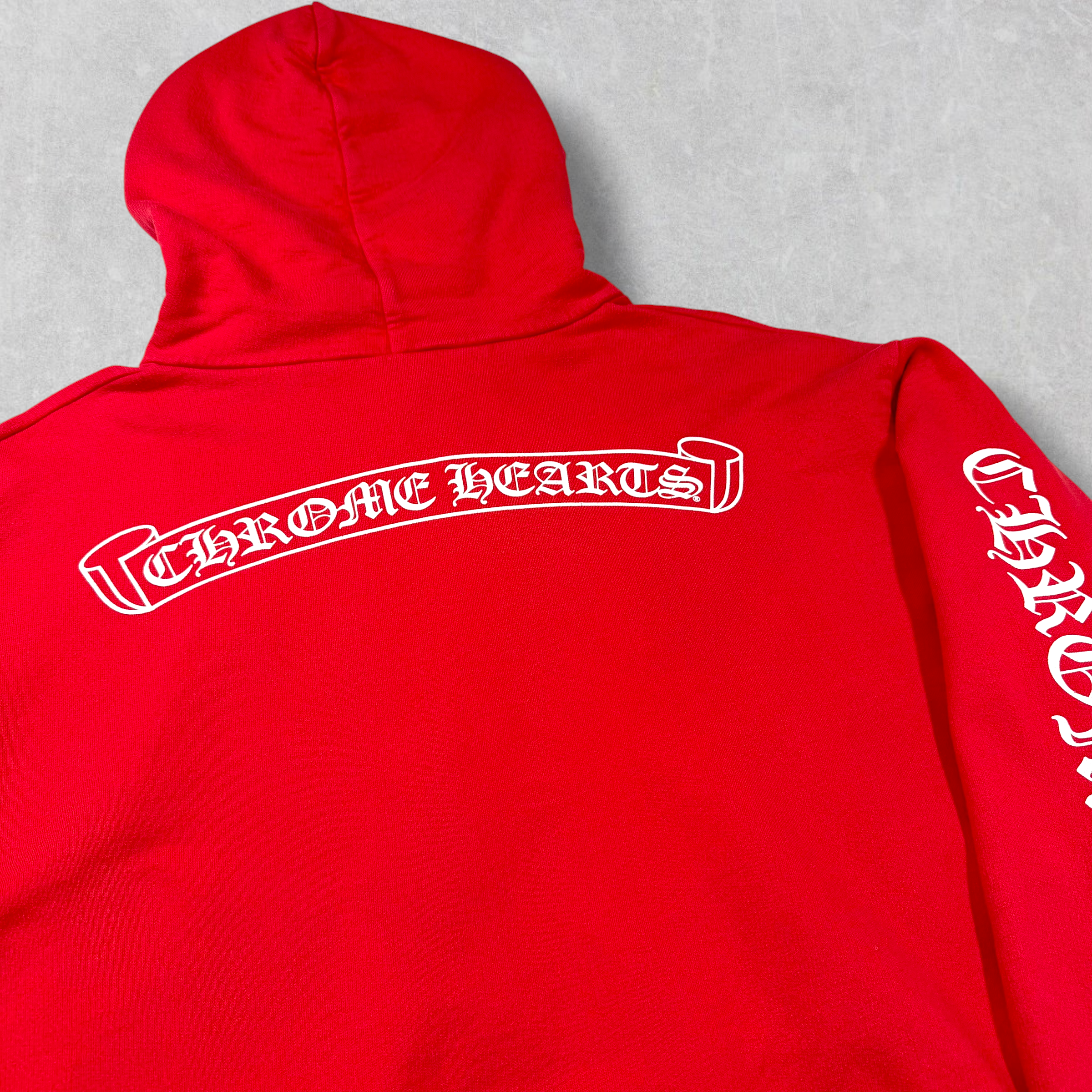 Chrome Hearts Red Scroll Logo Hoodie M
