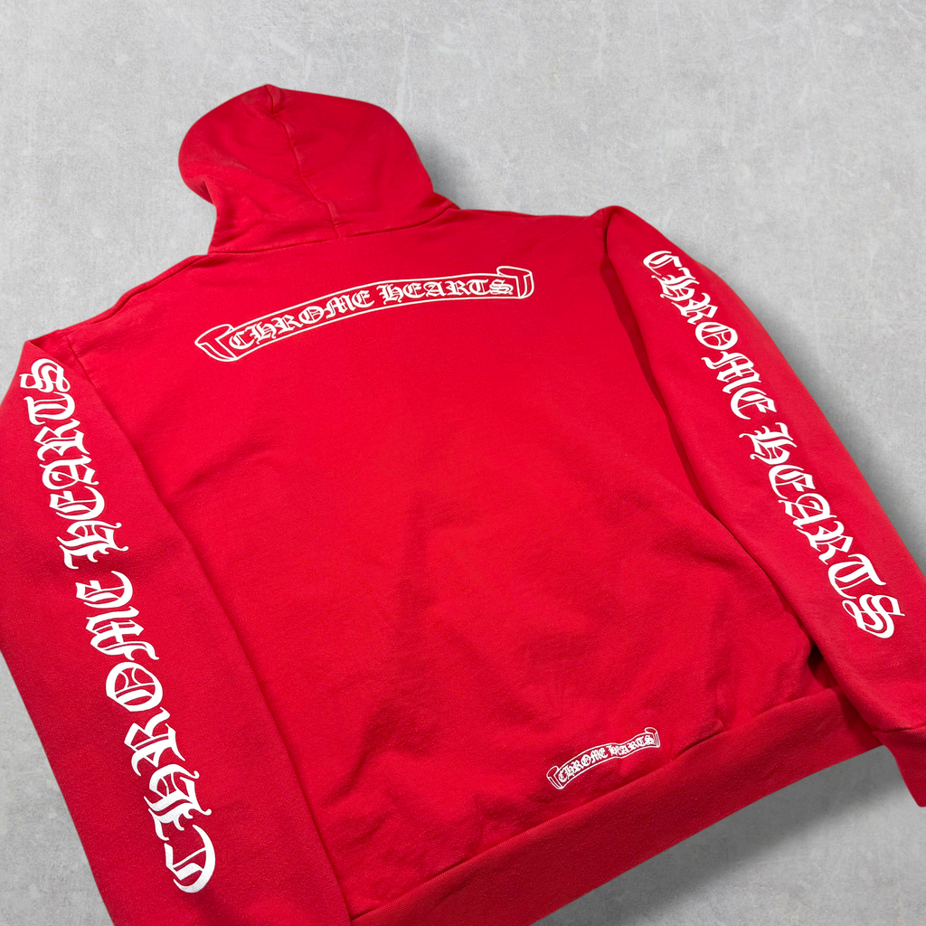 Chrome Hearts Red Scroll Logo Hoodie M