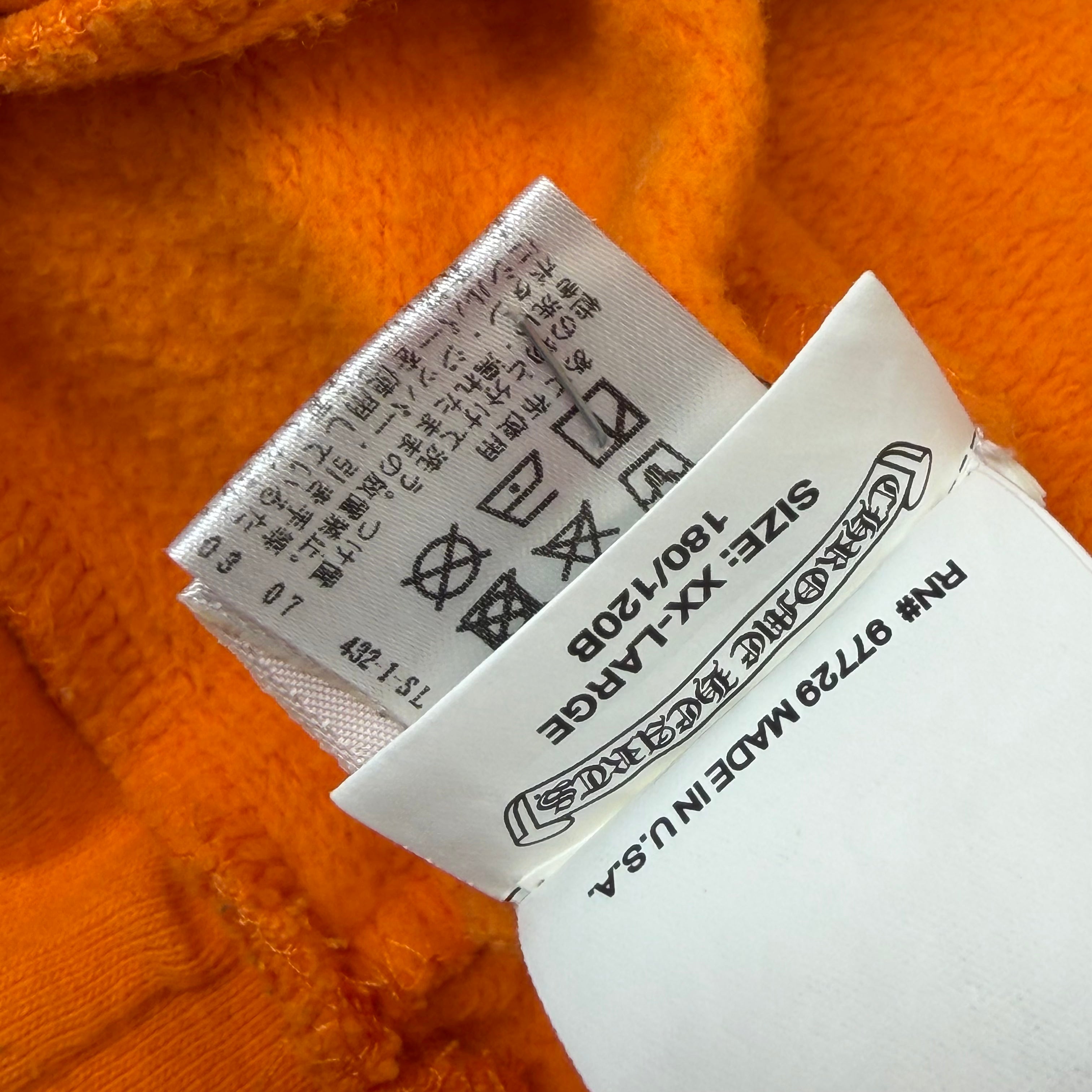 Chrome Hearts x Off-White Scroll Logo Hoodie Orange XXL