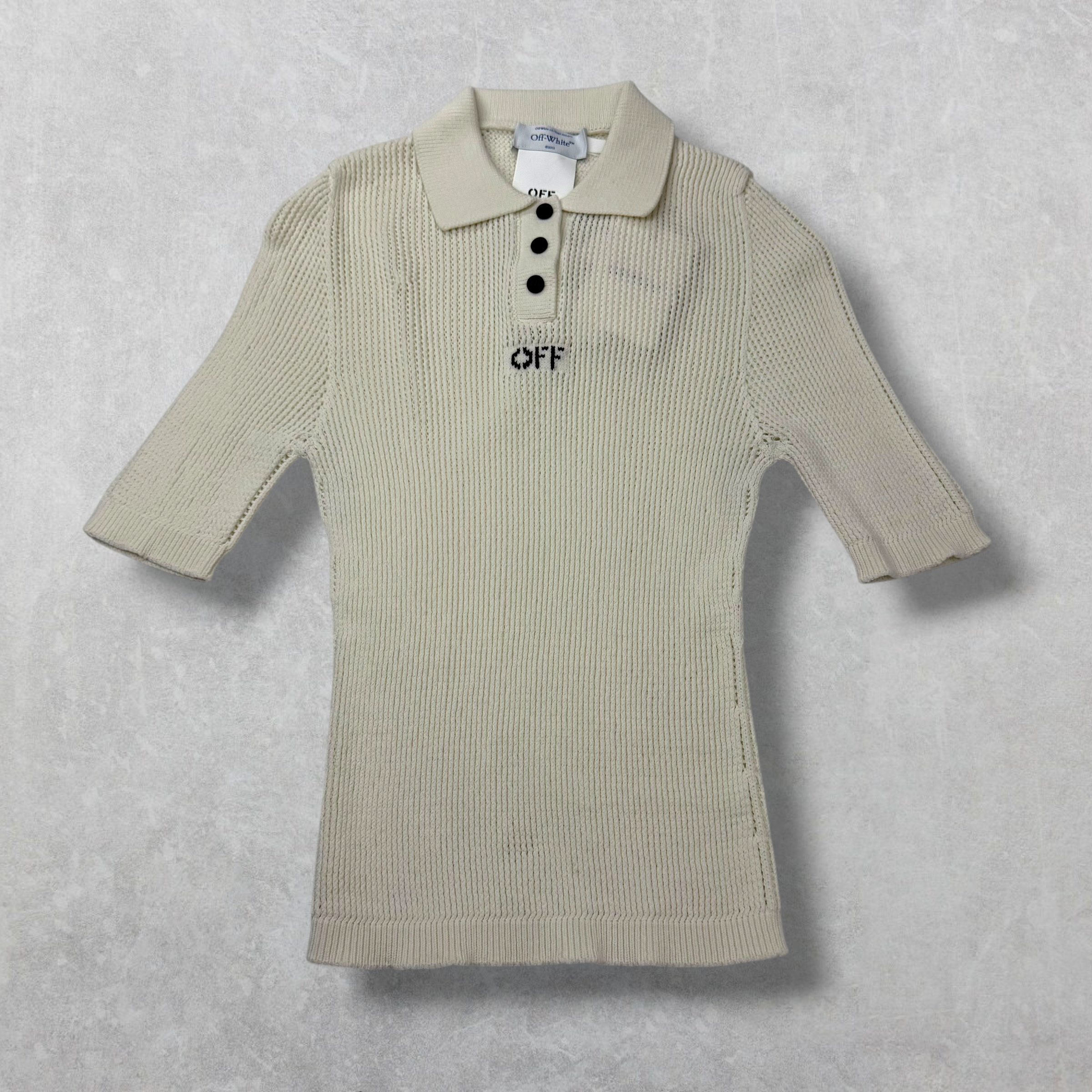 Off-White Off Net Short Sleeve Polo L