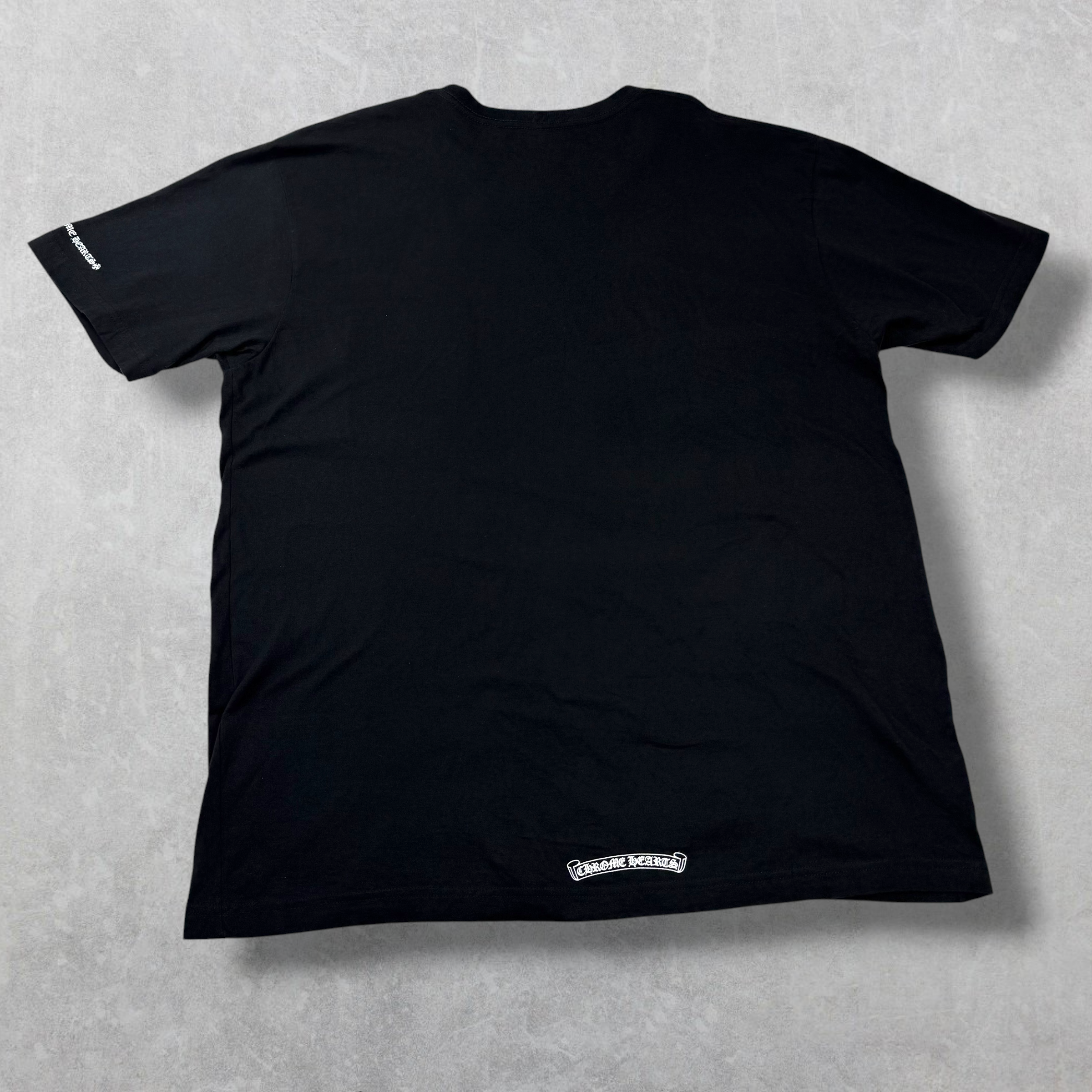Chrome Hearts White Neck Logo Black Tee XXL