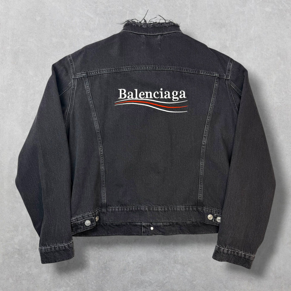Balenciaga Embroidered Political Logo Denim Jacket 54 (L)